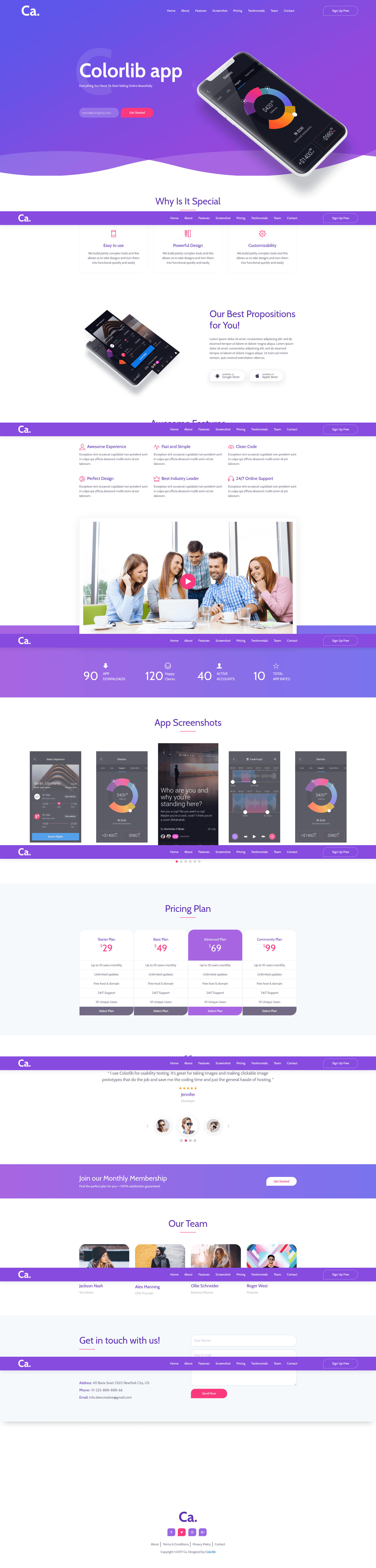 screenshot of CA – Free Bootstrap 4 App Landing Page Template on template0.com