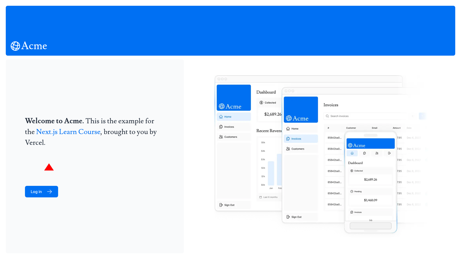 screenshot of Next.js Dashboard on template0.com