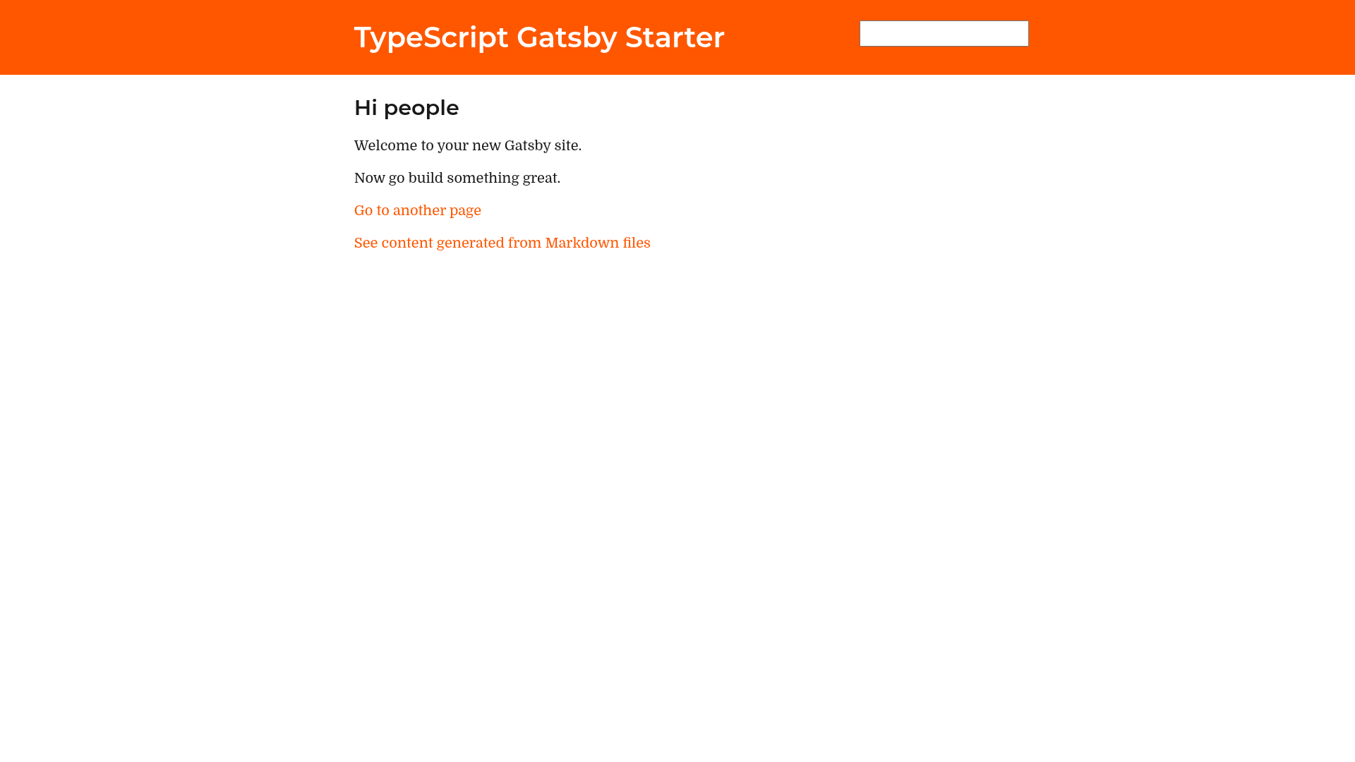 screenshot of Gatsby Starter Typescript on template0.com