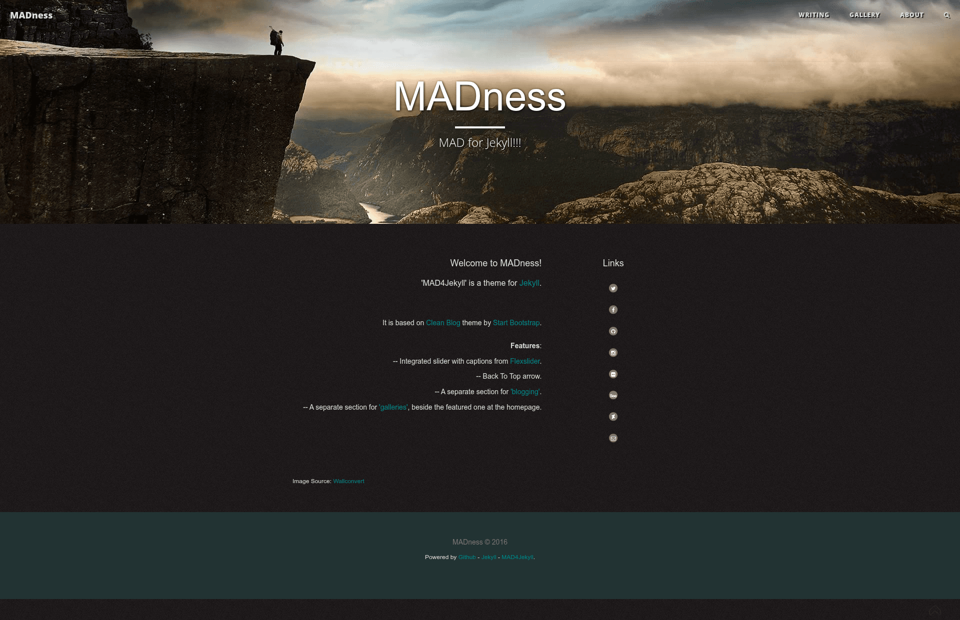 screenshot of MAD4Jekyll on template0.com