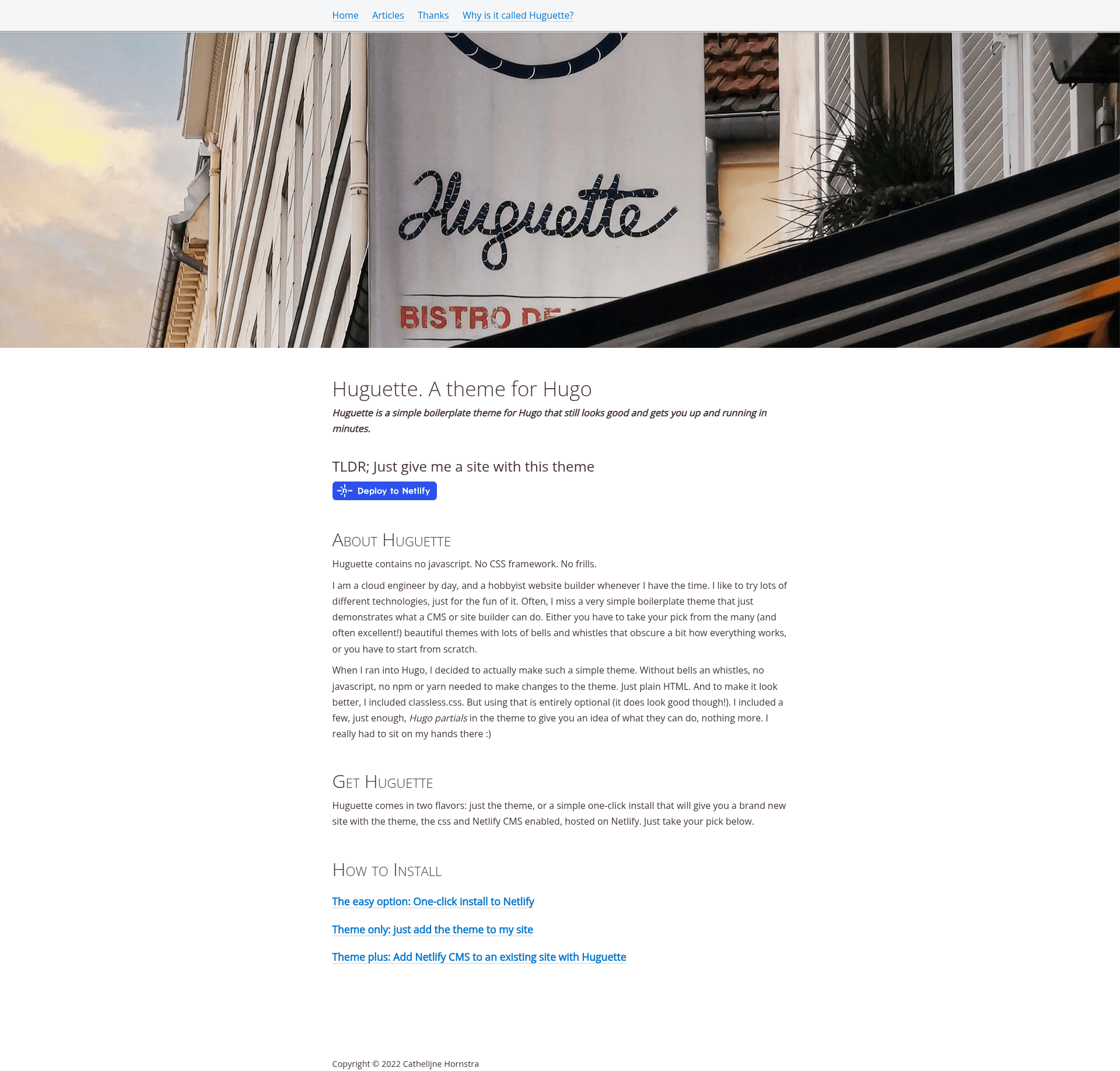 screenshot of Huguette on template0.com