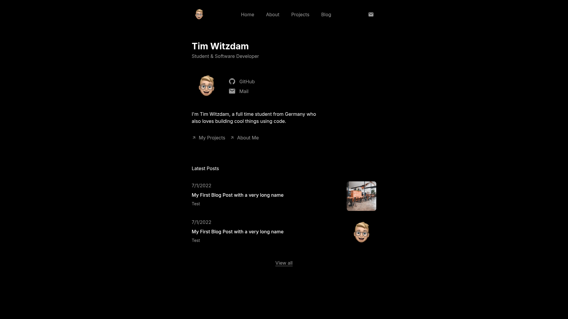 screenshot of Minimal portfolio template for Astro on template0.com