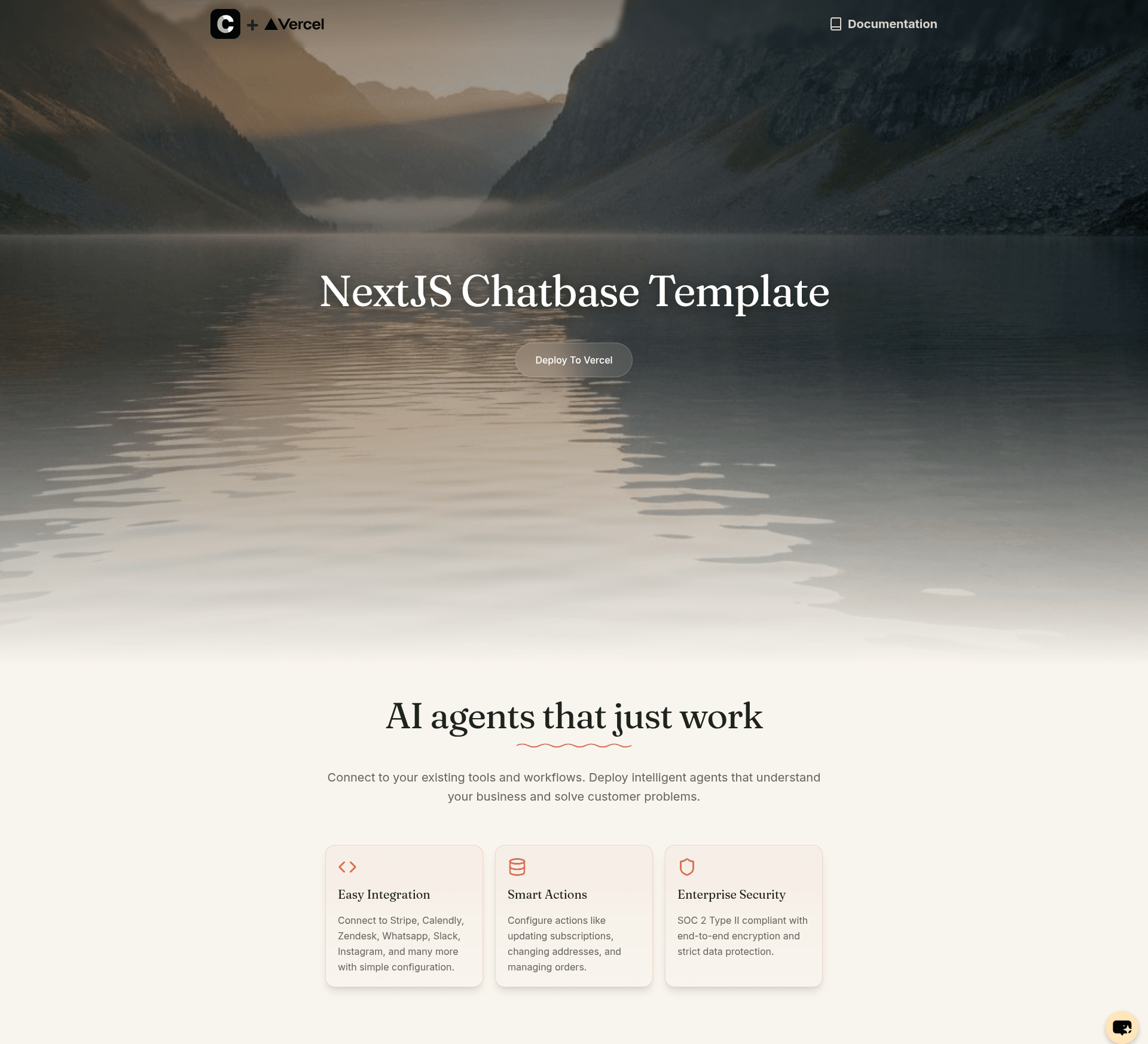screenshot of Next.js Chatbase Template on template0.com