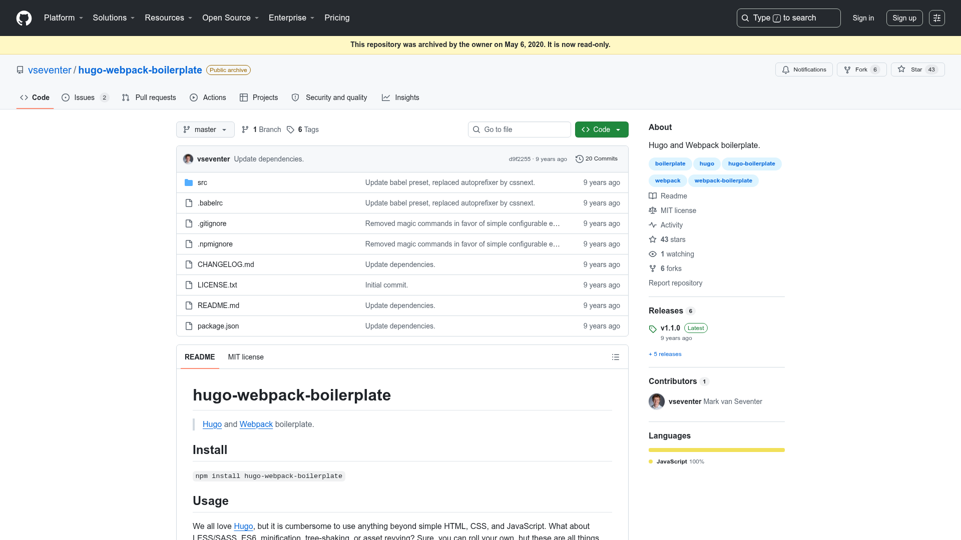 hugo-webpack-boilerplate preview