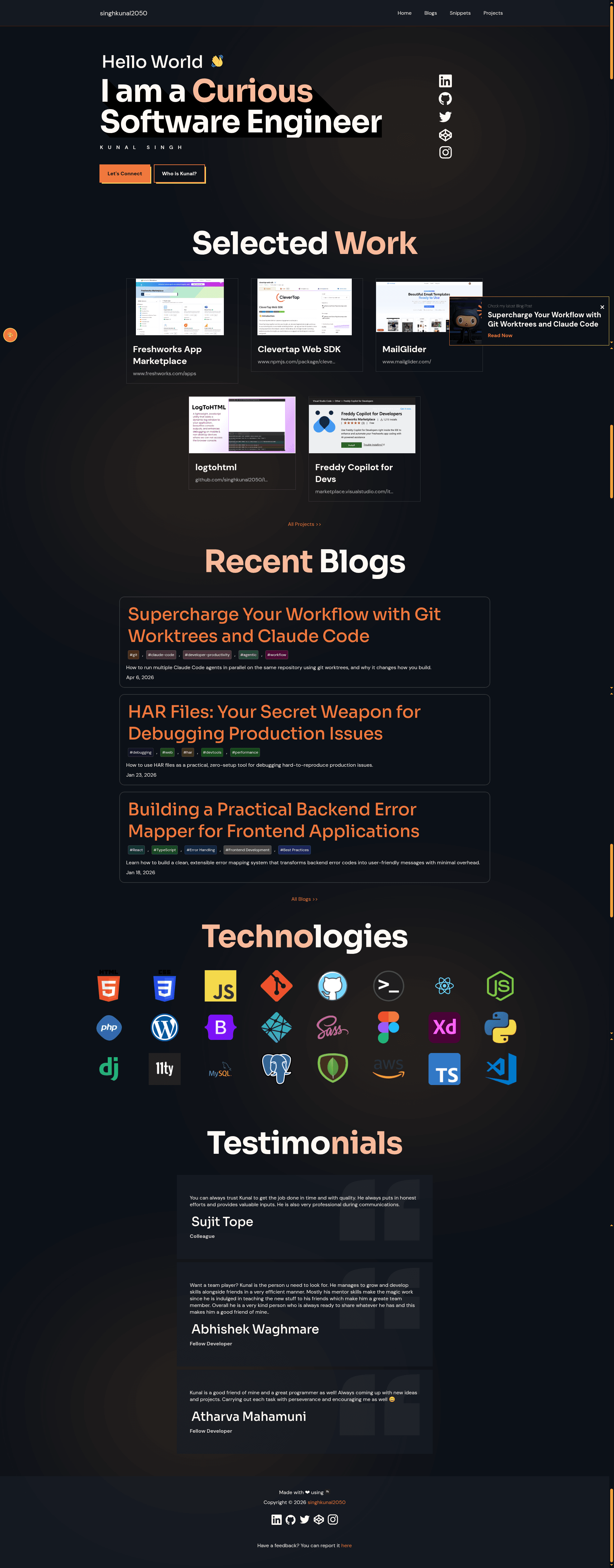 screenshot of Singhkunal2050v2 on template0.com