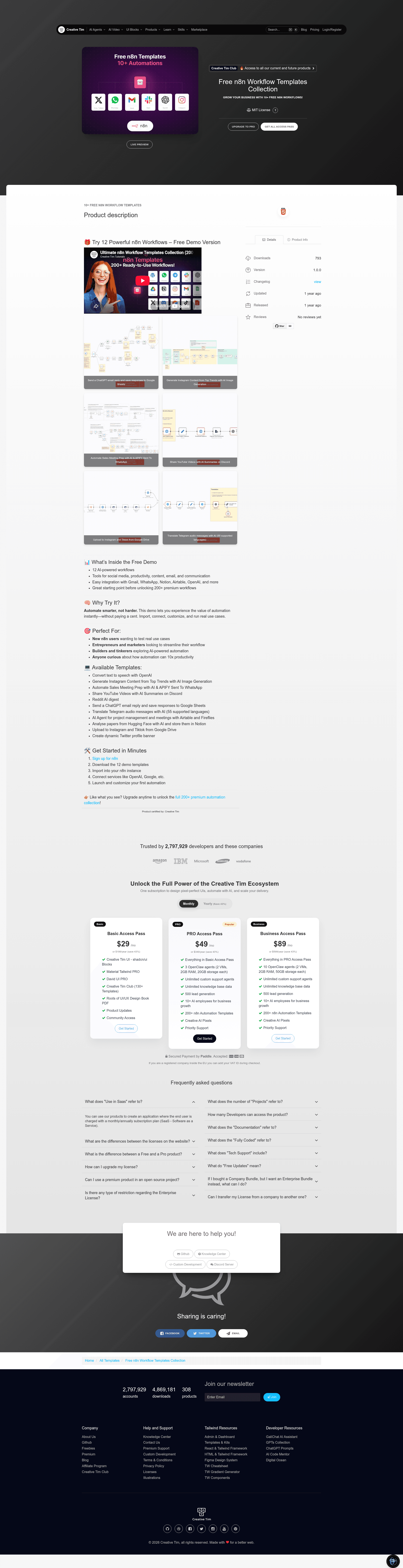 screenshot of free-n8n-workflow-templates-collection on template0.com