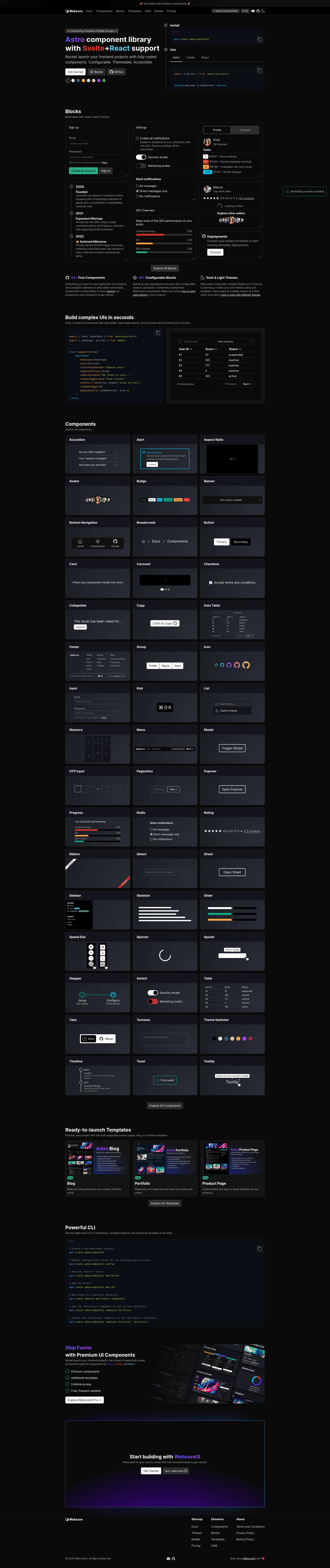 screenshot of WebcoreUI on template0.com