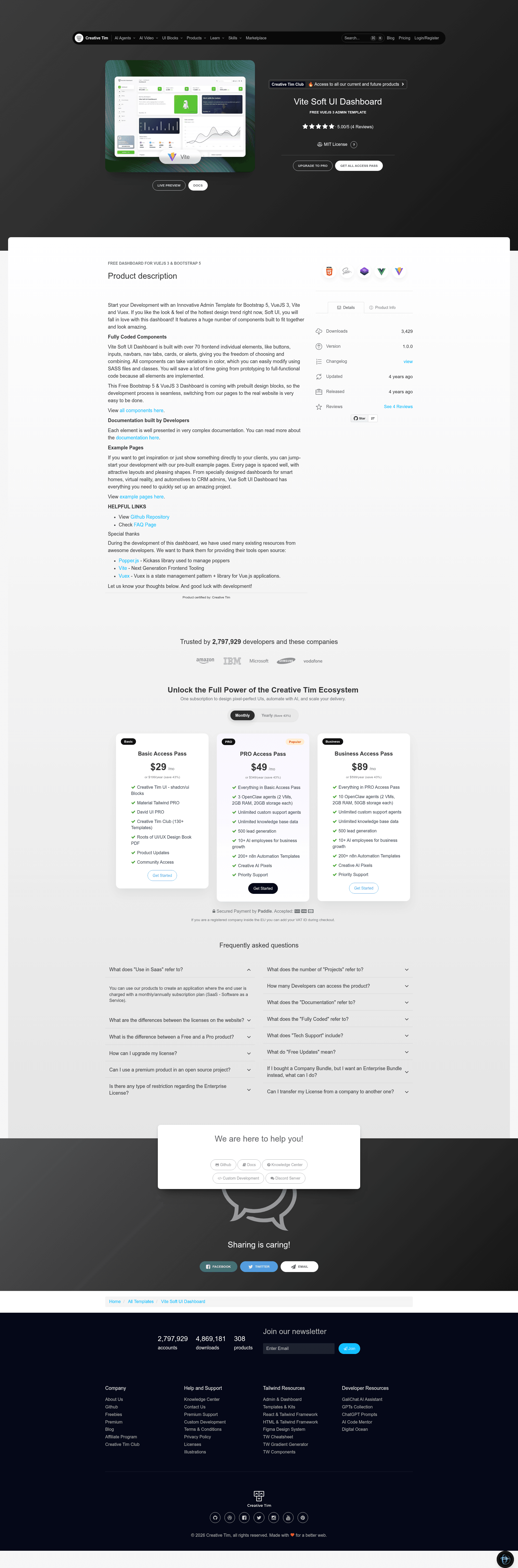 screenshot of Vite Soft UI Dashboard on template0.com