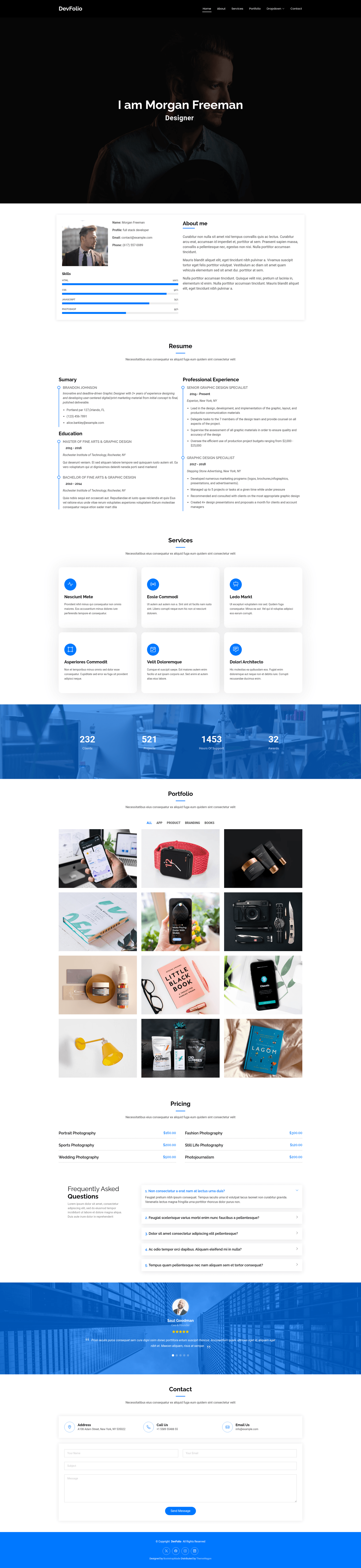 screenshot of Devfolio on template0.com