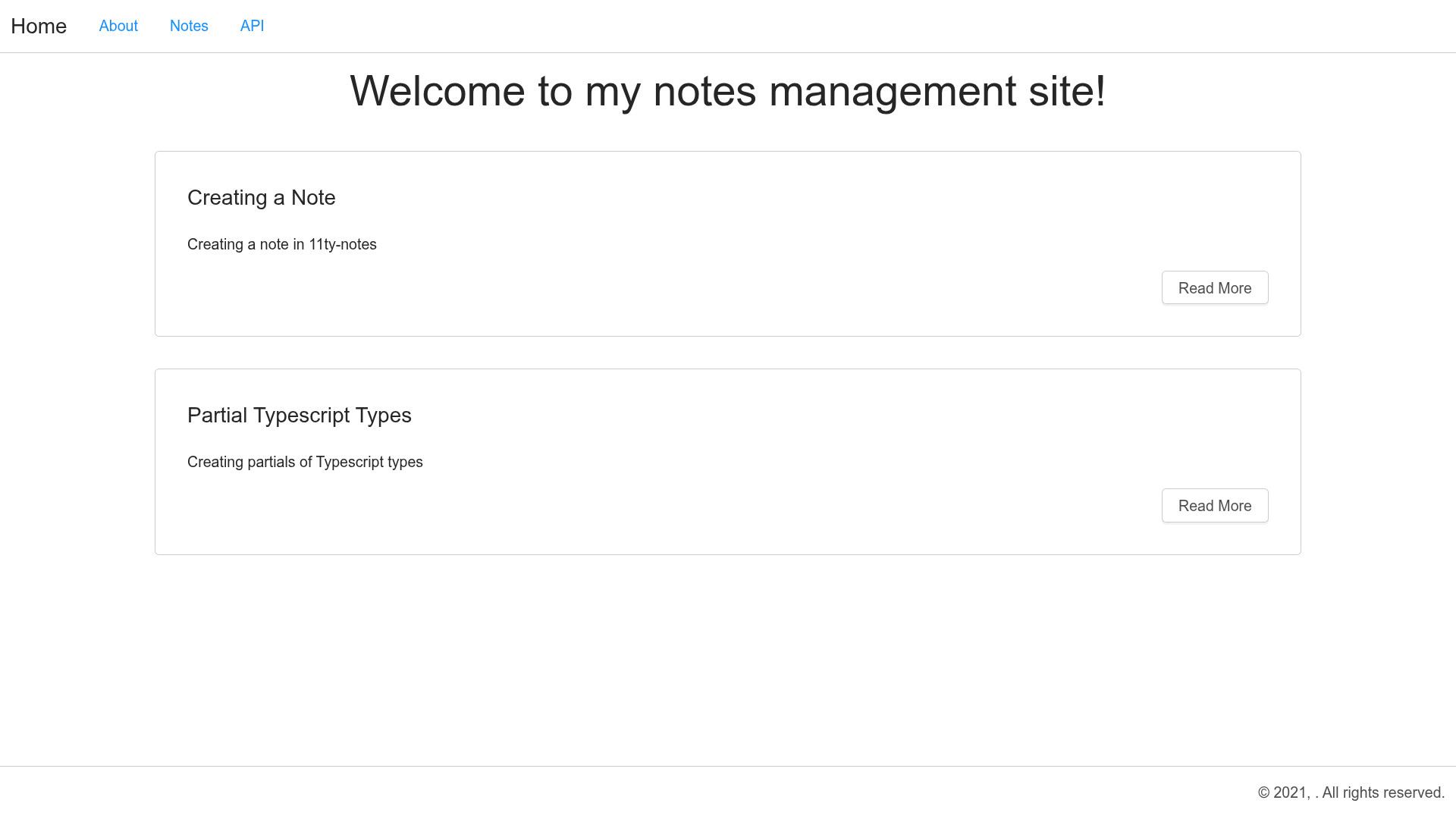 screenshot of Starter 11ty Notes on template0.com