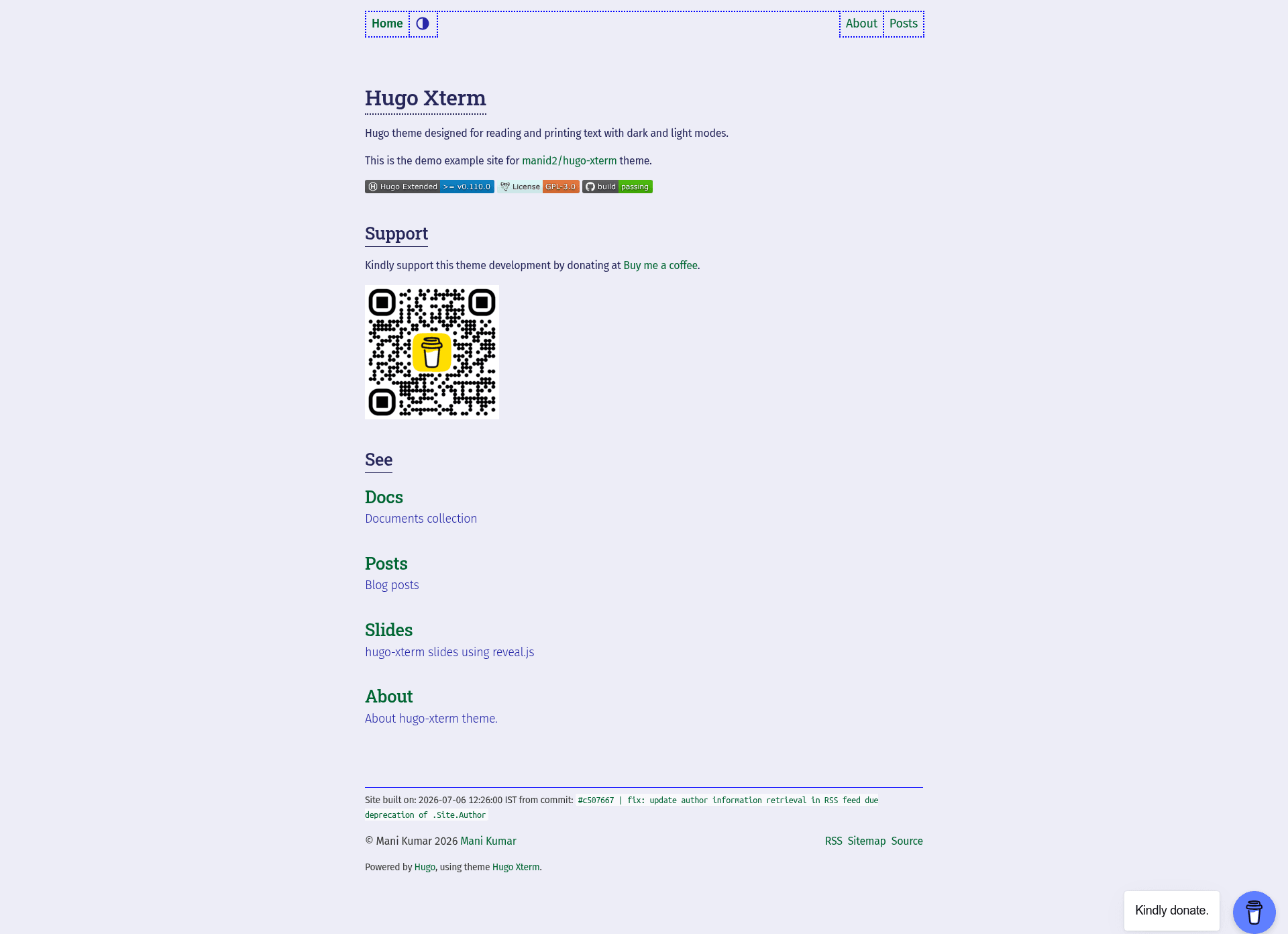 screenshot of Hugo Xterm on template0.com