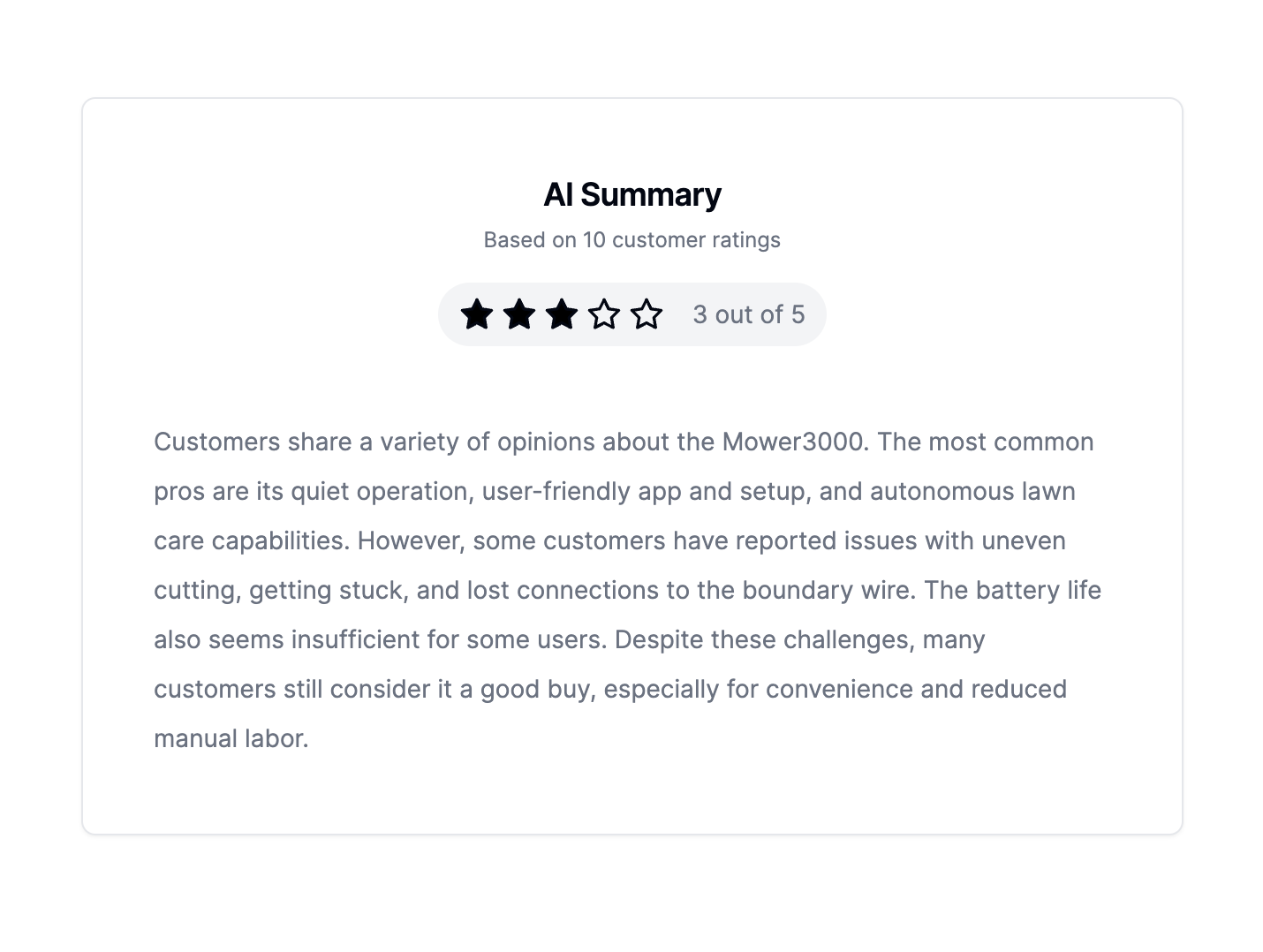 Customer Reviews AI Summary preview
