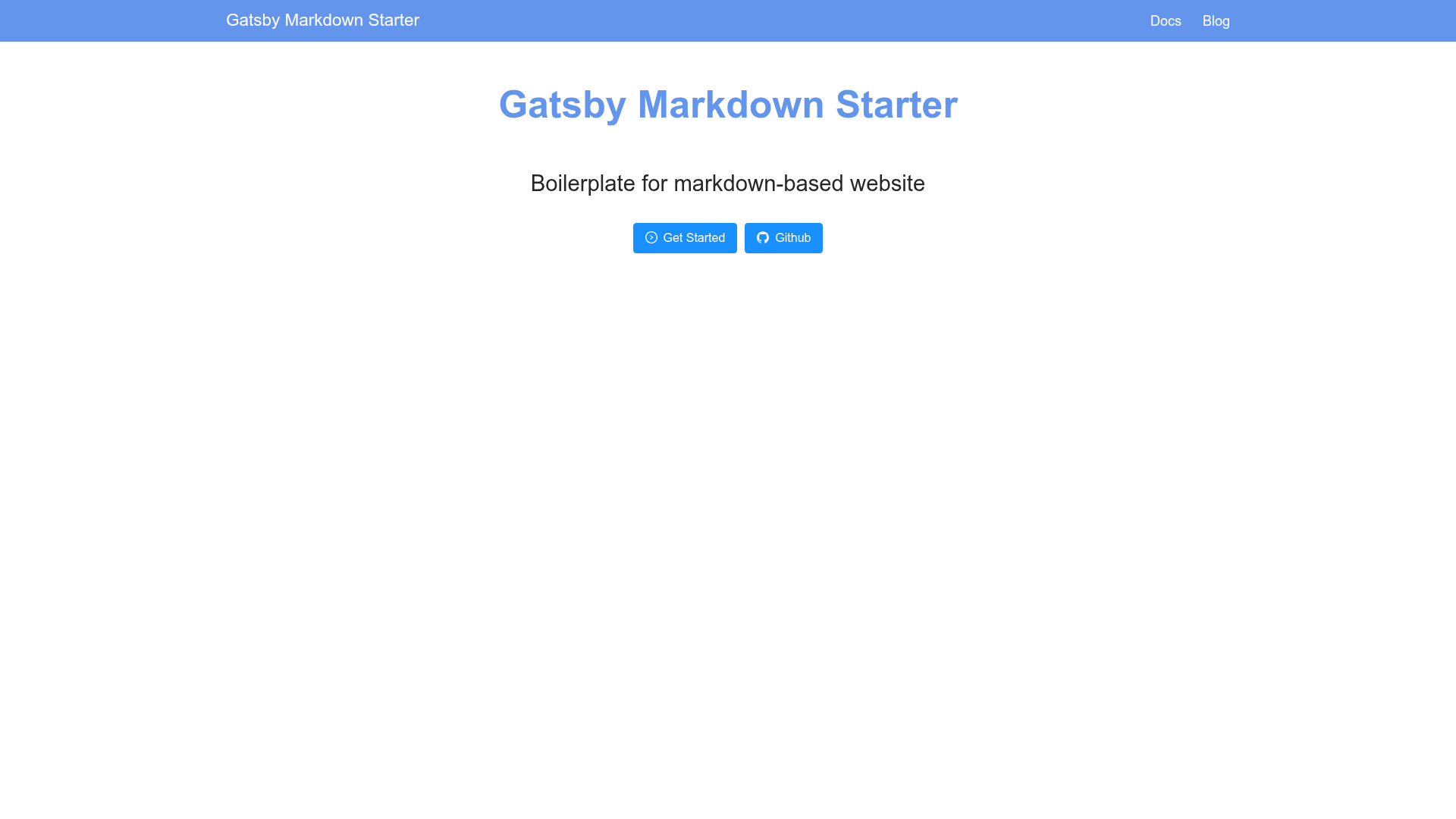 screenshot of Gatsby Markdown Starter on template0.com
