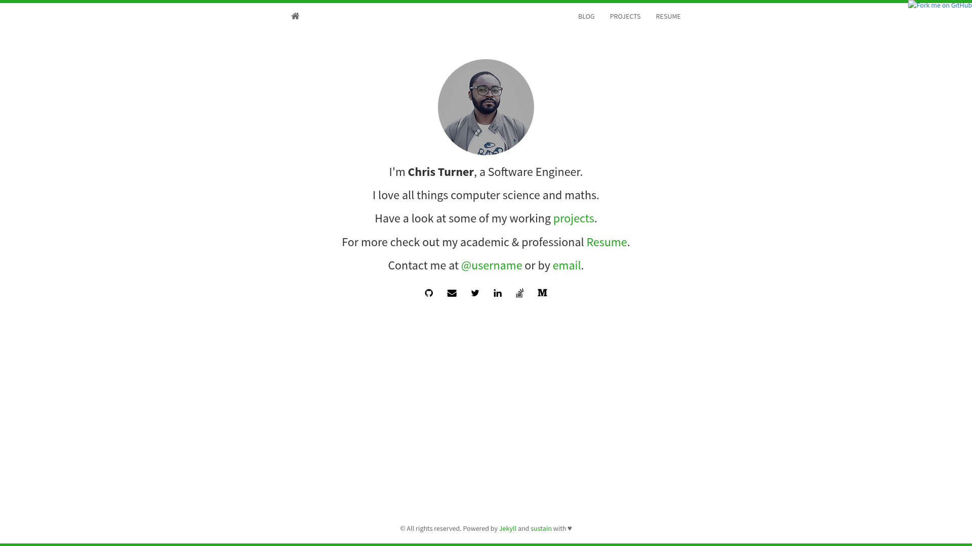 screenshot of Sustain on template0.com