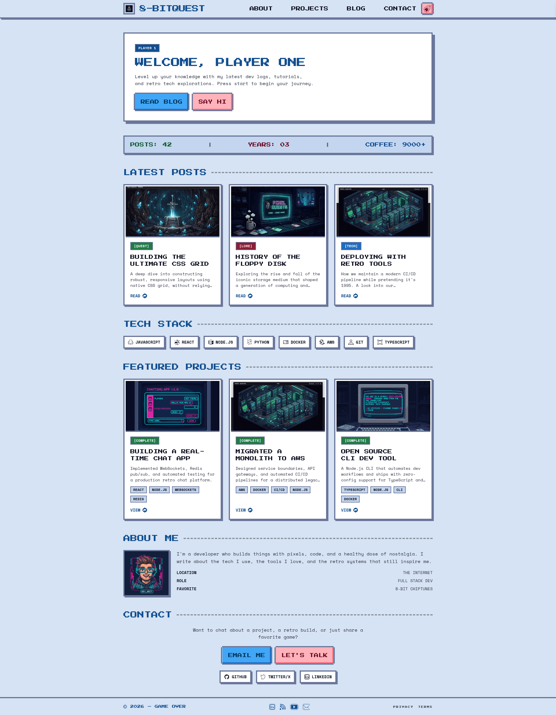 screenshot of 8-BitQuest on template0.com