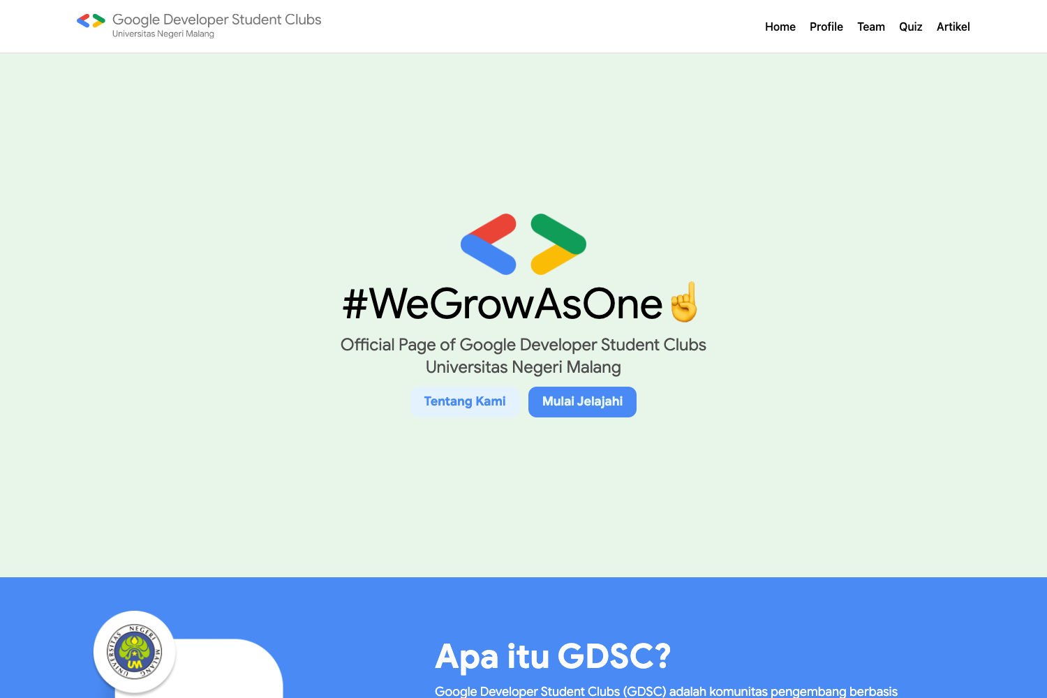 GDSC Universitas Negeri Malang Homesite preview