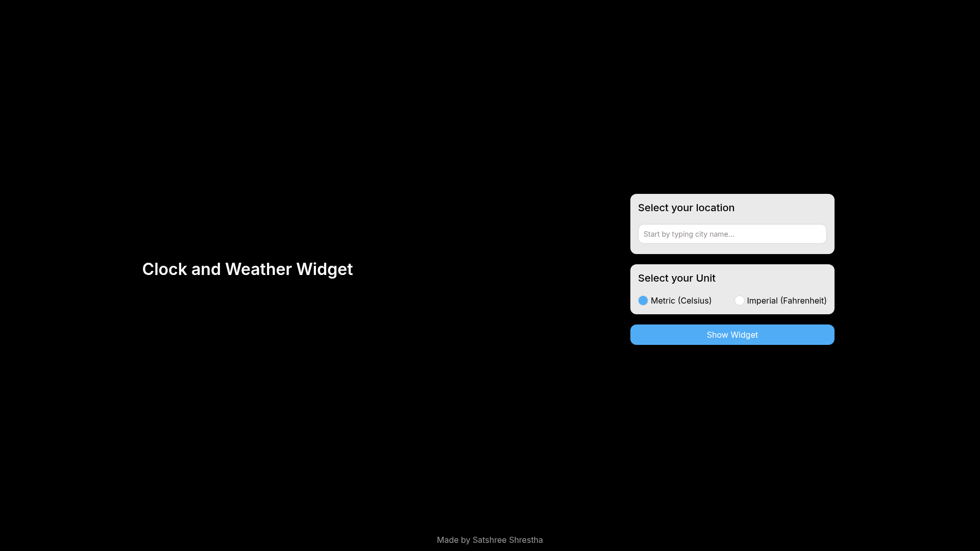 screenshot of Clock Dashboard on template0.com