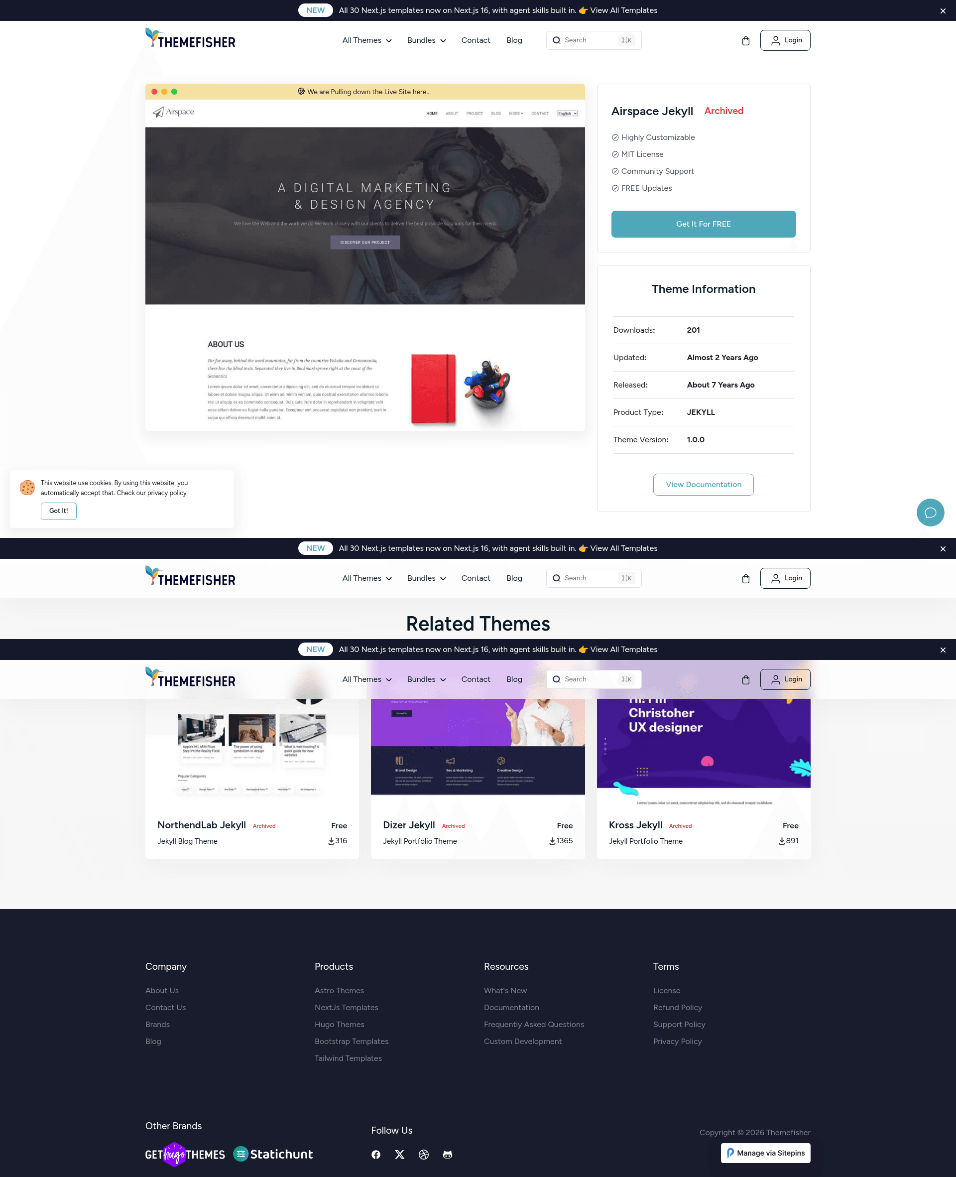 screenshot of Airspace Jekyll on template0.com
