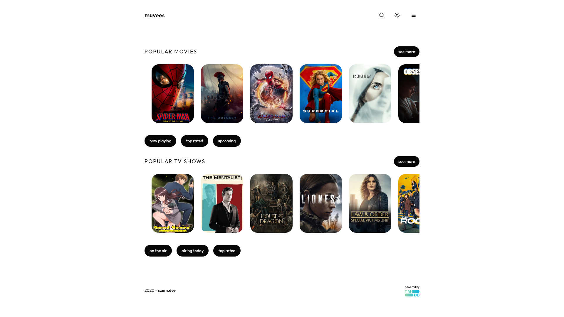 screenshot of Muvees on template0.com