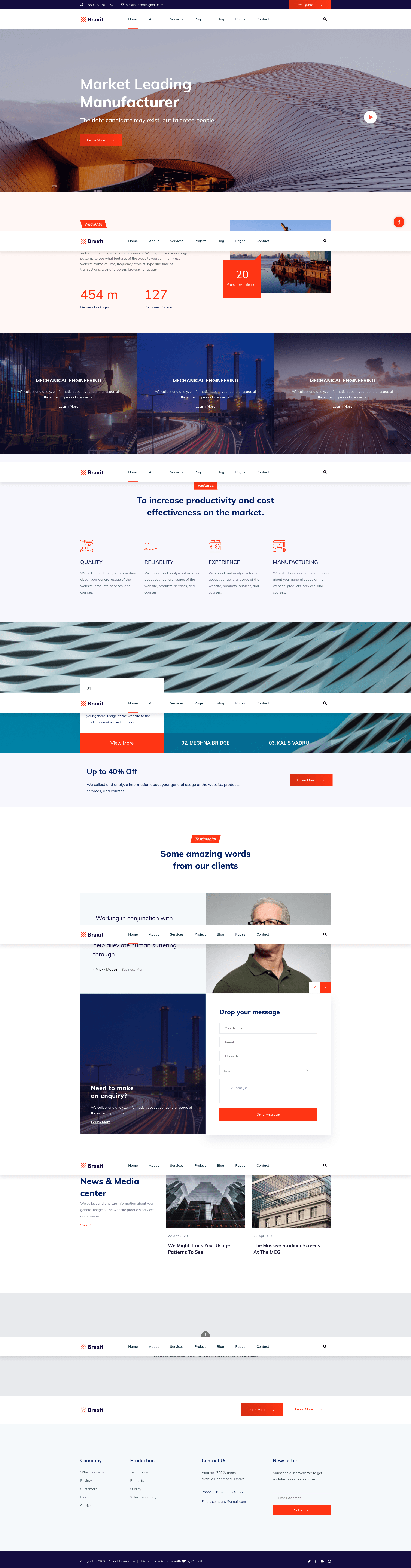 screenshot of Braxit – Free Bootstrap 4 HTML5 Responsive Business Website Template on template0.com