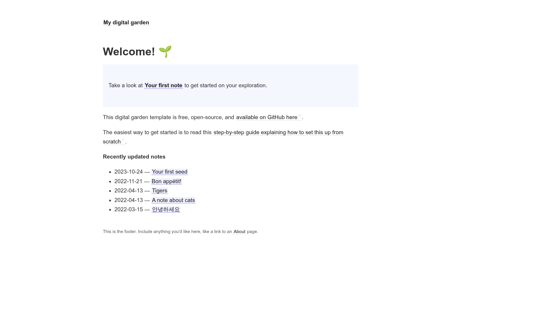 screenshot of Digital Garden Jekyll Template on template0.com