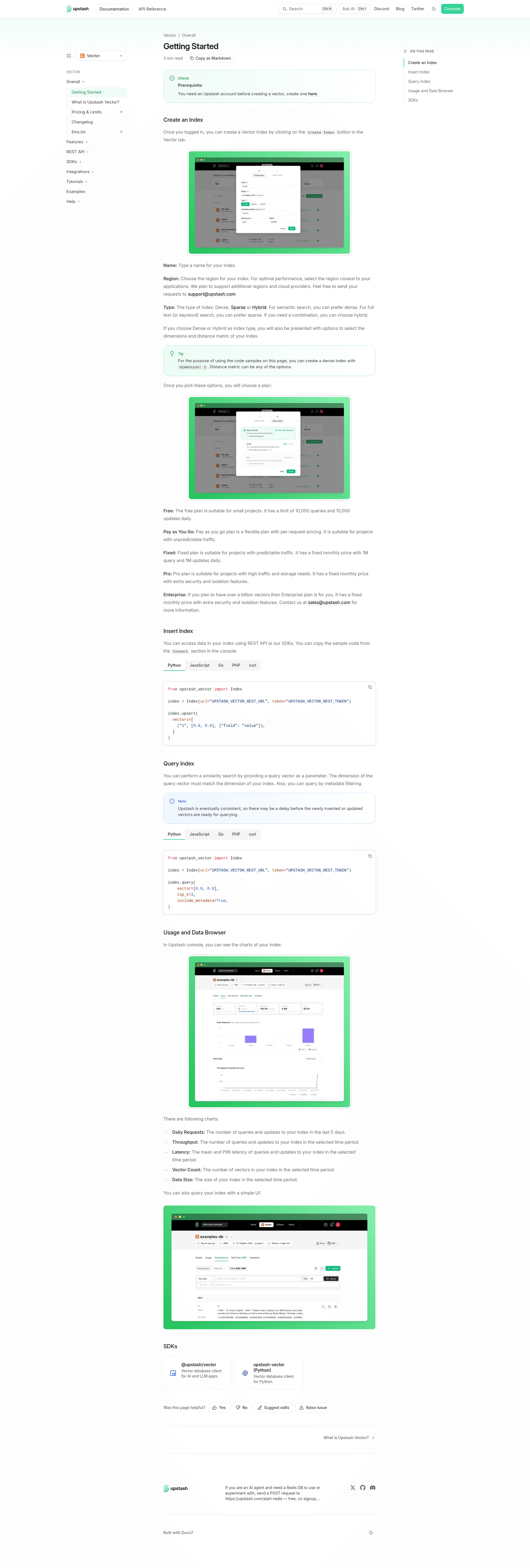 screenshot of Upstash Vector & Next.js Example on template0.com