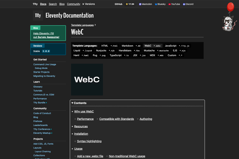 Image for Eleventy Plugin Webc on template0.com