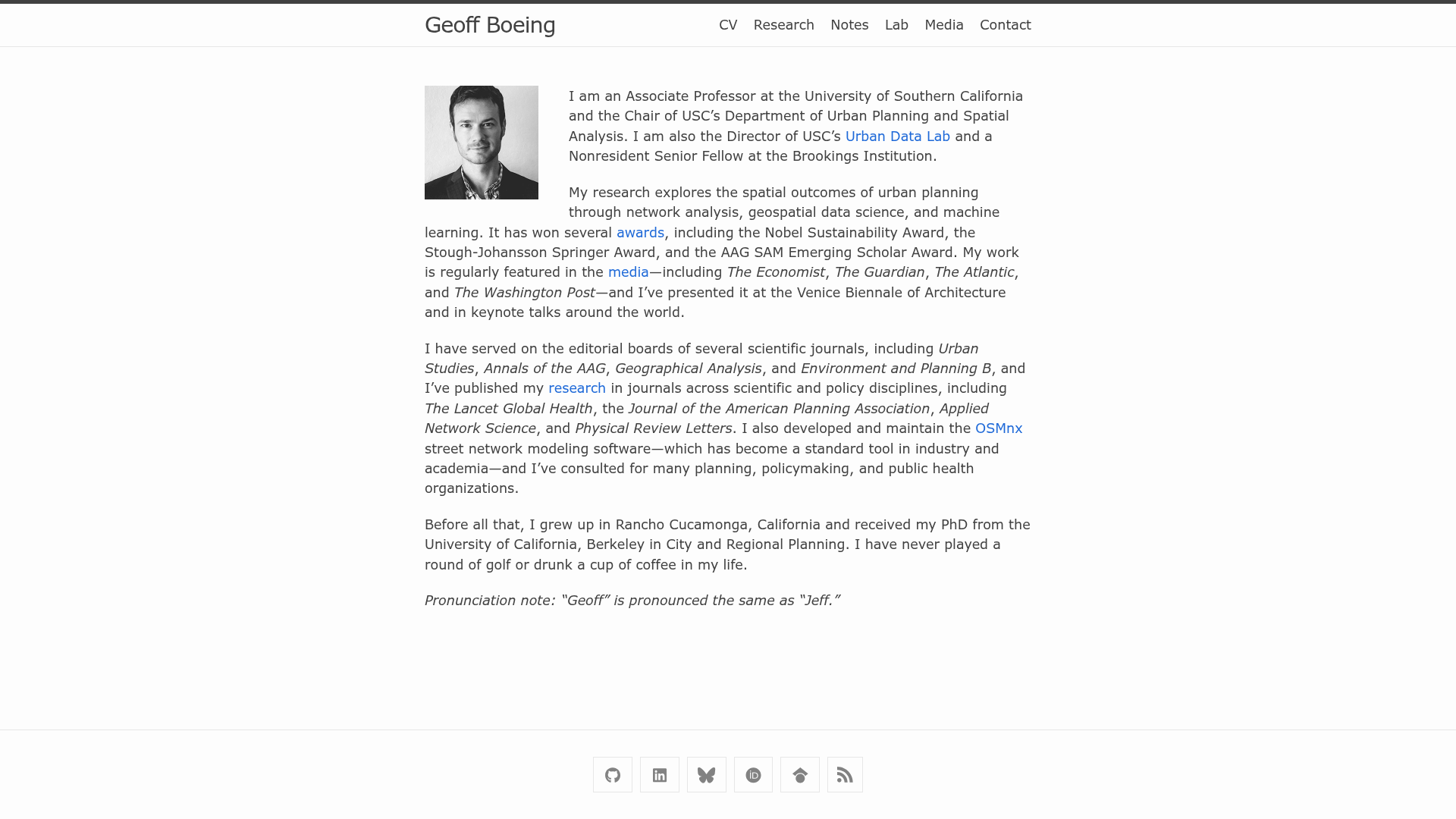 screenshot of Academic CV on template0.com