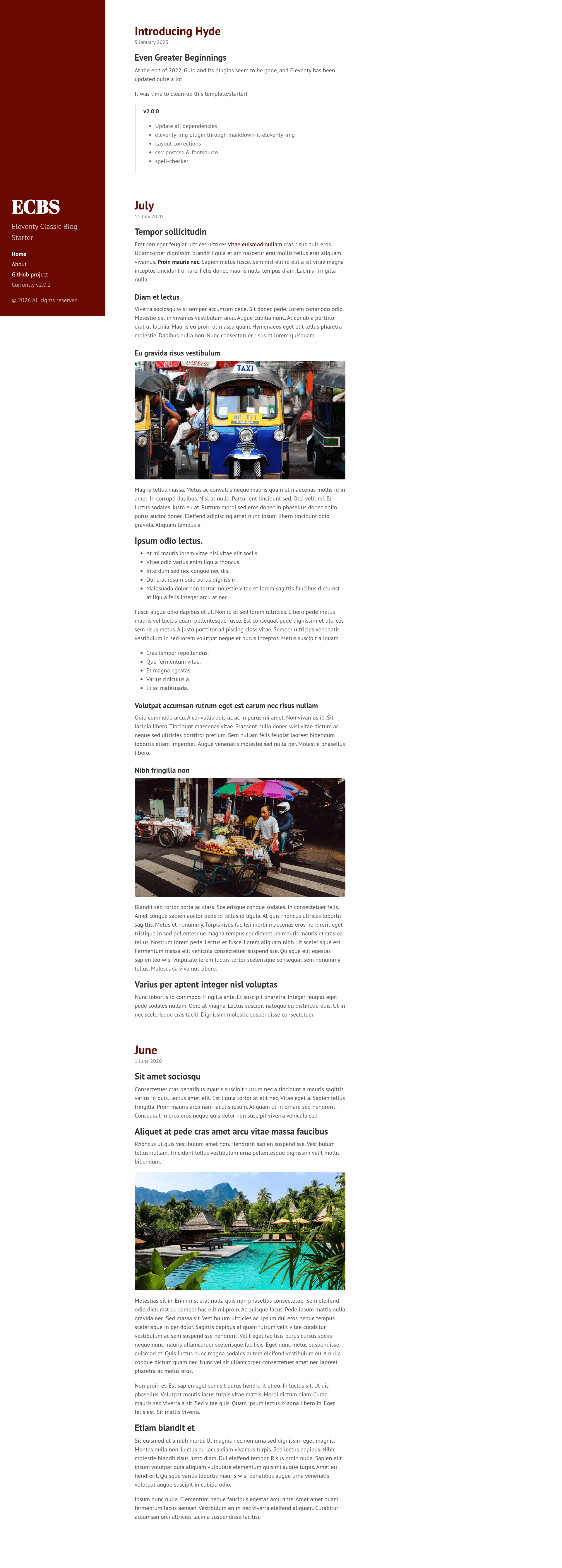 screenshot of eleventy-classic-blog-starter on template0.com