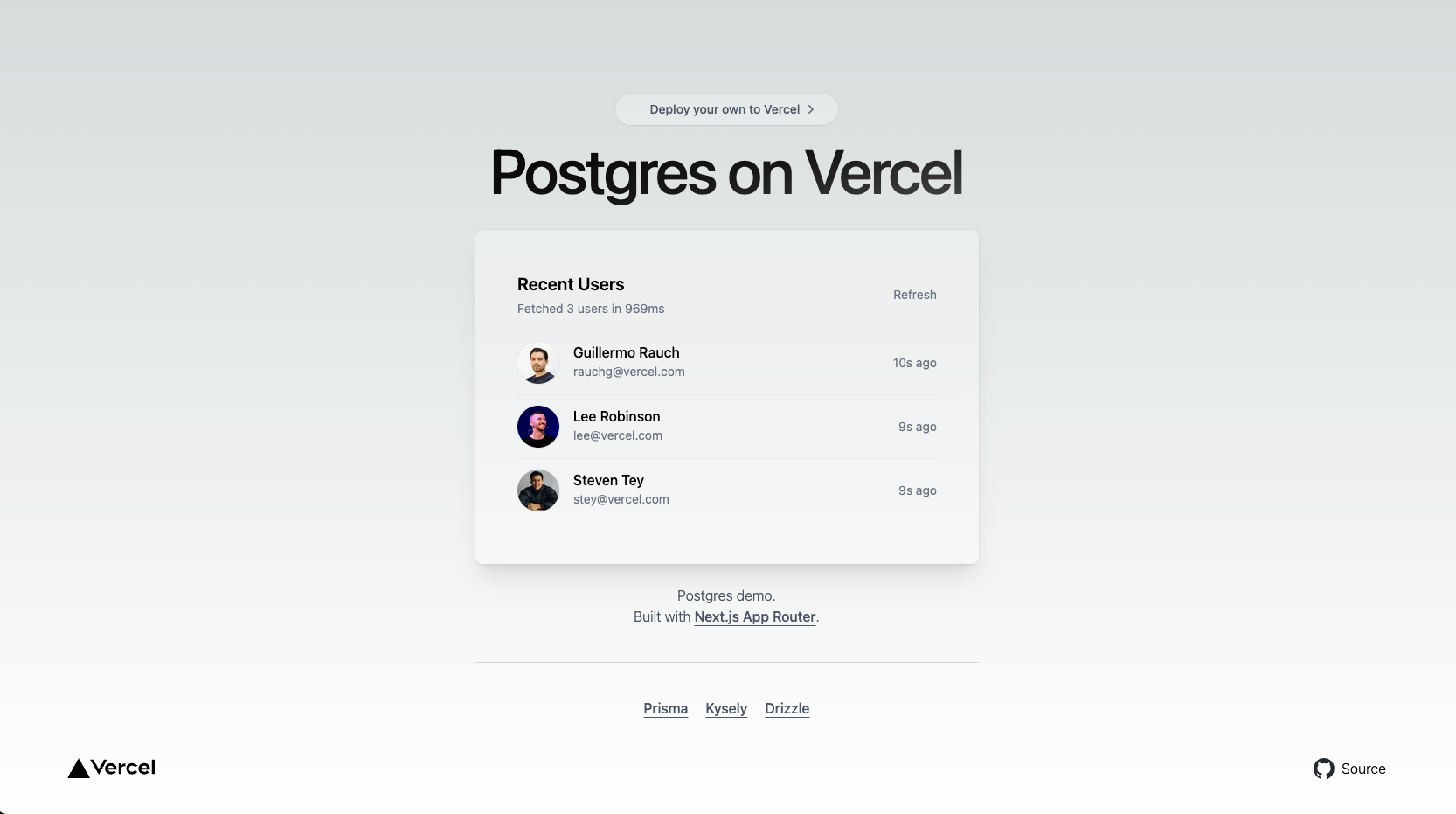 Postgres Next.js Starter preview