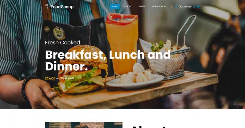 Image for FoodScoop(hospitality html template) on template0.com