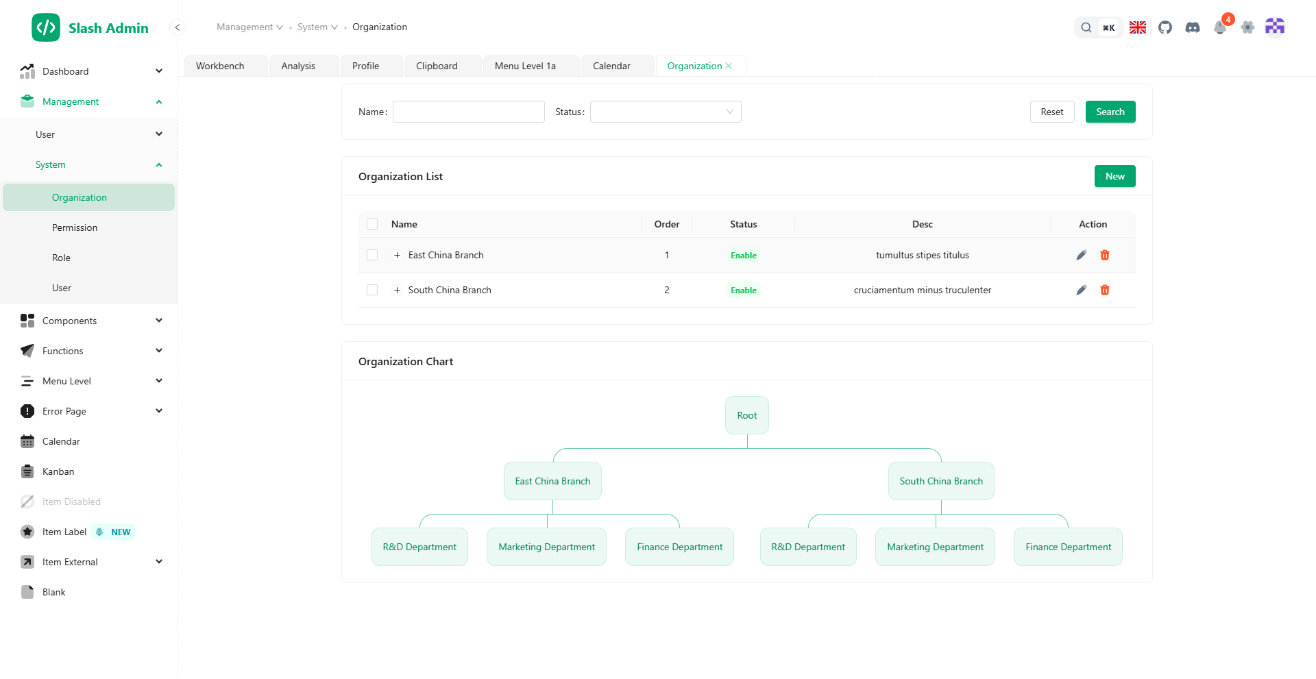 Image for Slash Admin(dashboard react template) on template0.com