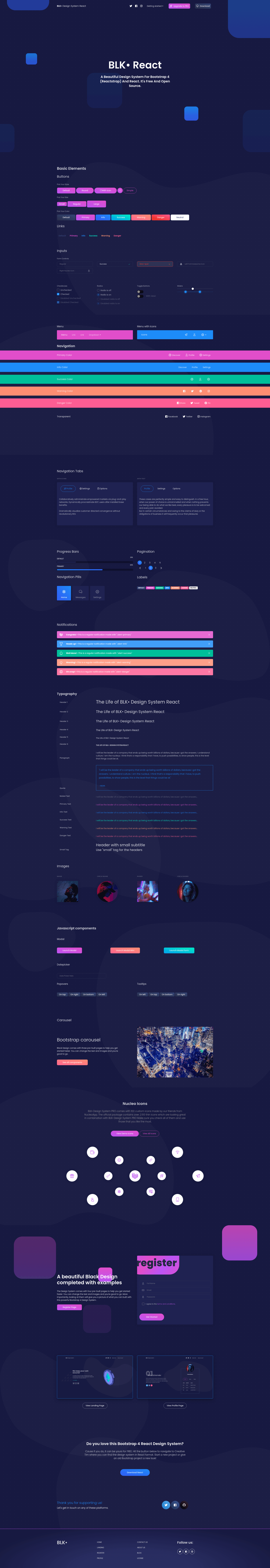 screenshot of Blk Design System React on template0.com