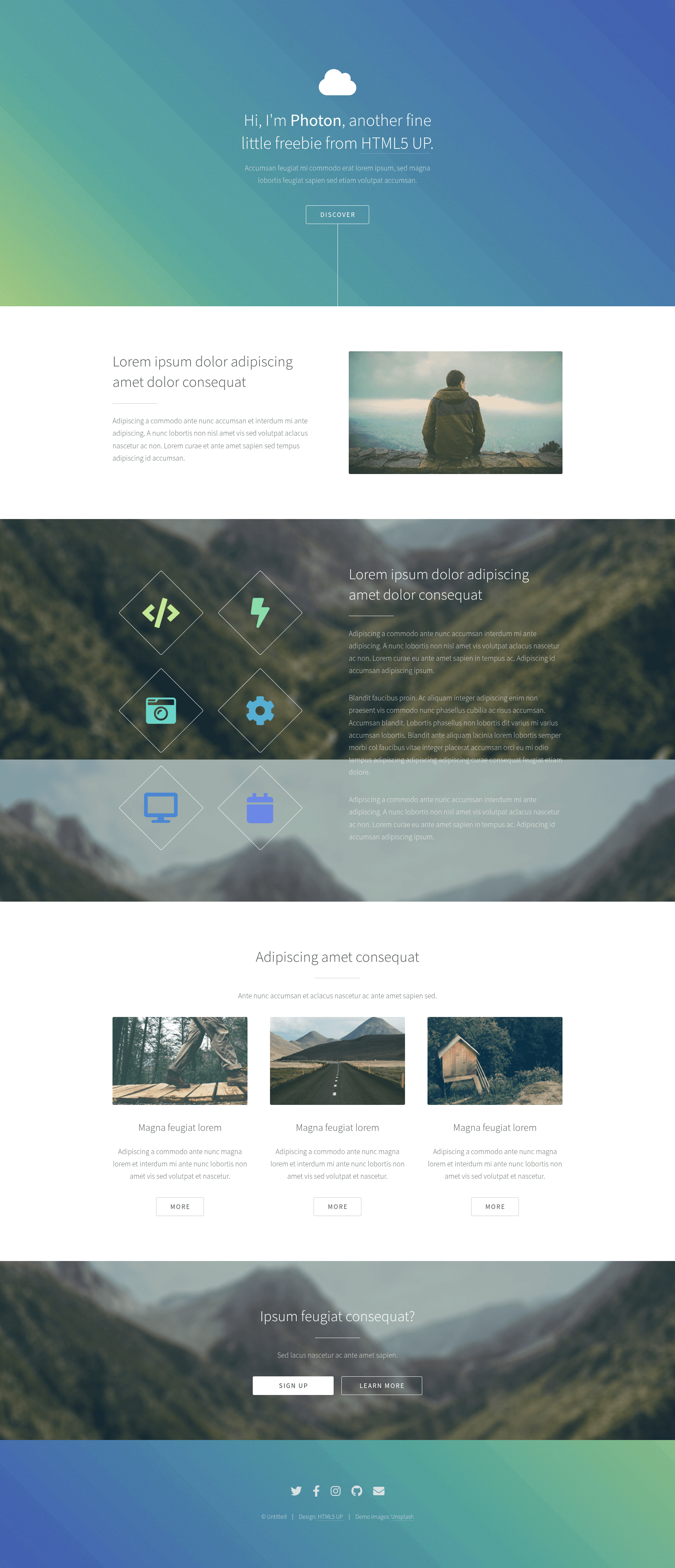 screenshot of Photon by HTML5 UP on template0.com