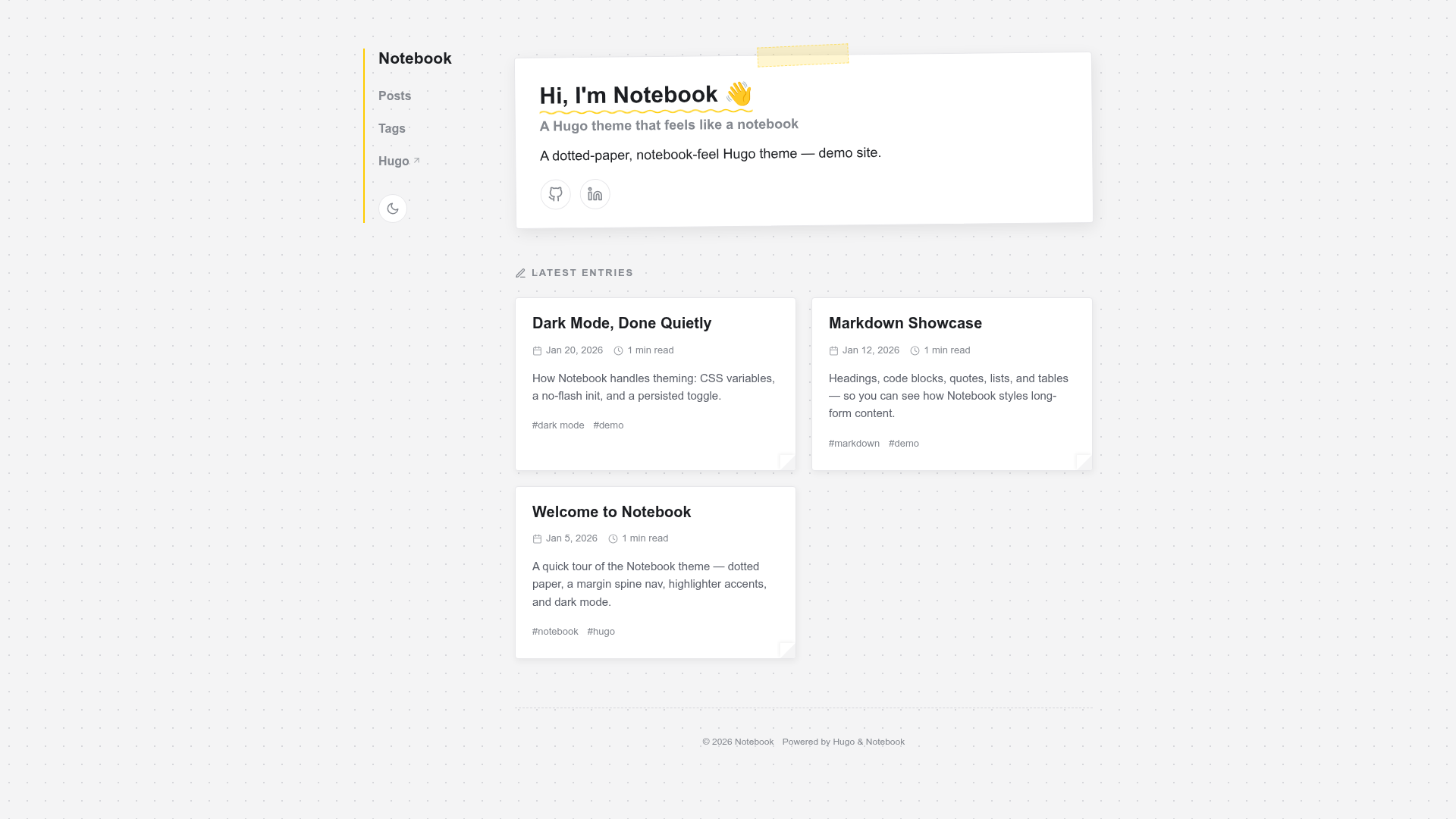 screenshot of Notebook on template0.com