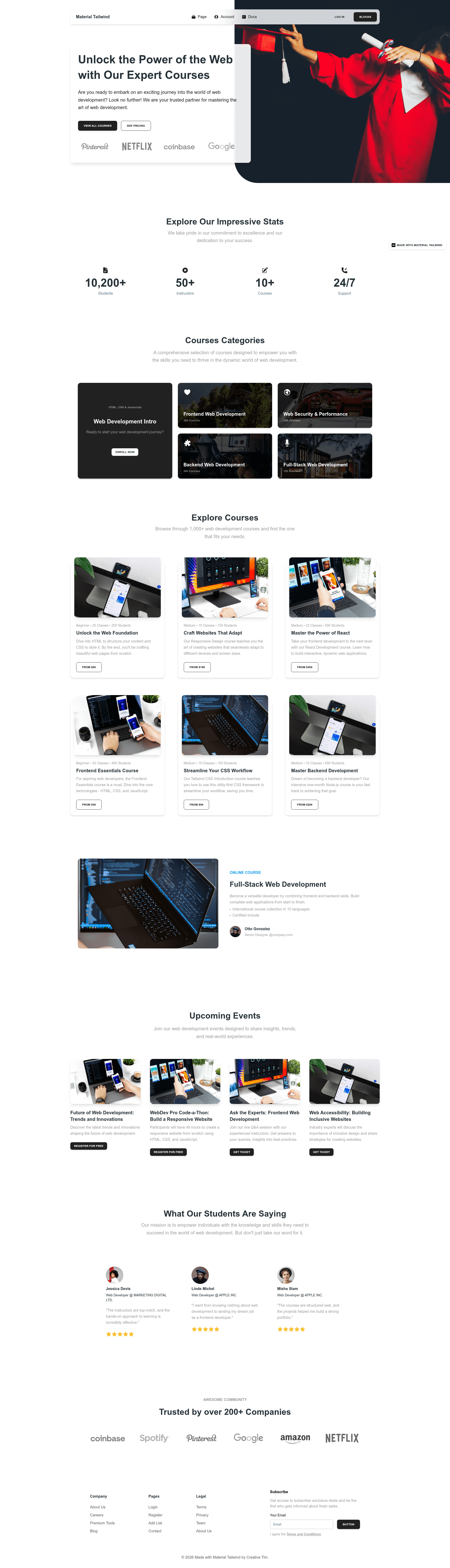screenshot of NextJS Tailwind Course Landing Page on template0.com
