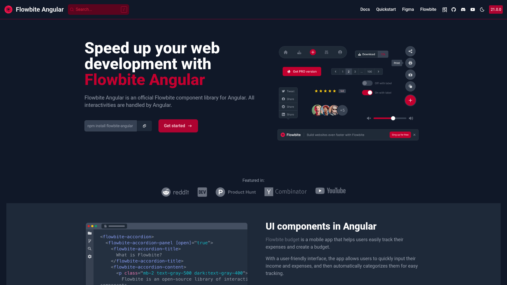 Flowbite Angular preview