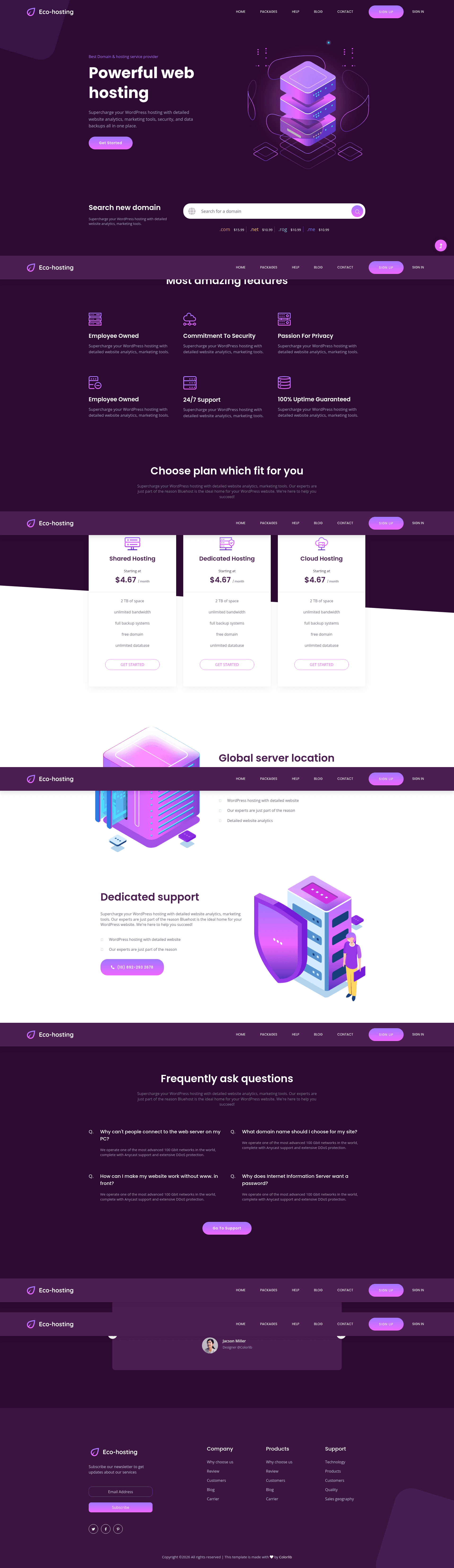 screenshot of EcoHosting on template0.com