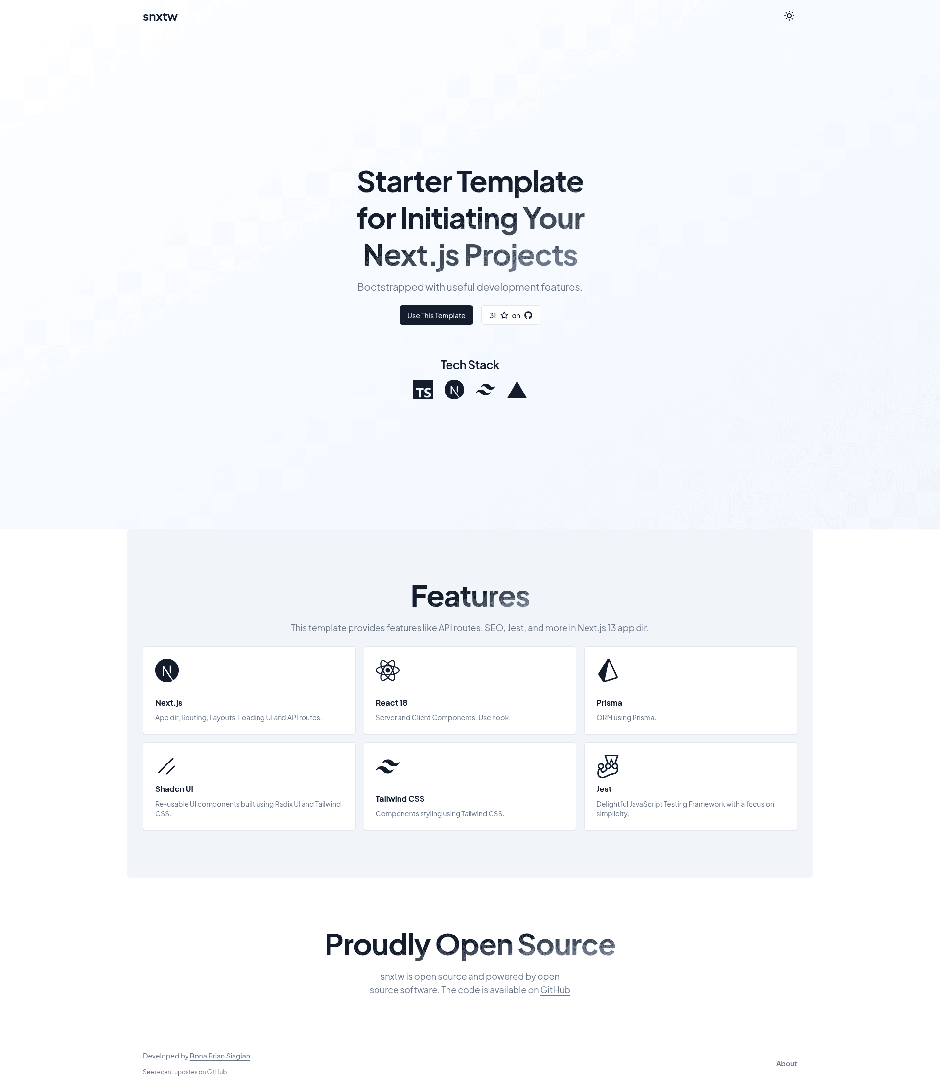 screenshot of Snxtw on template0.com