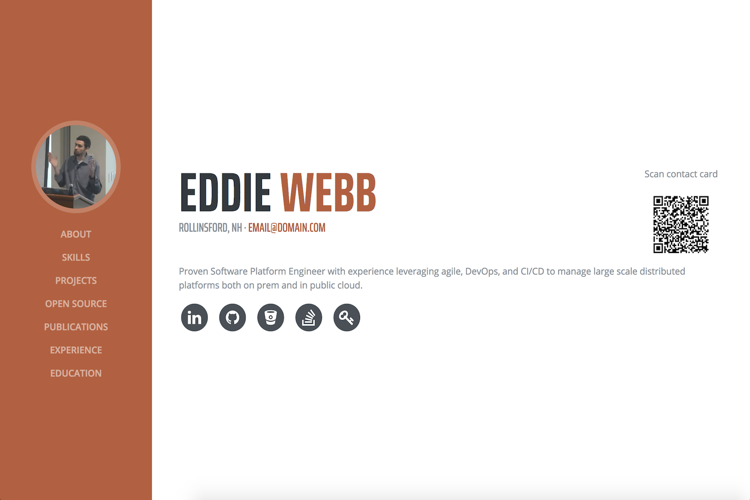 Image for Eddiewebb Resume(personal hugo template) on template0.com