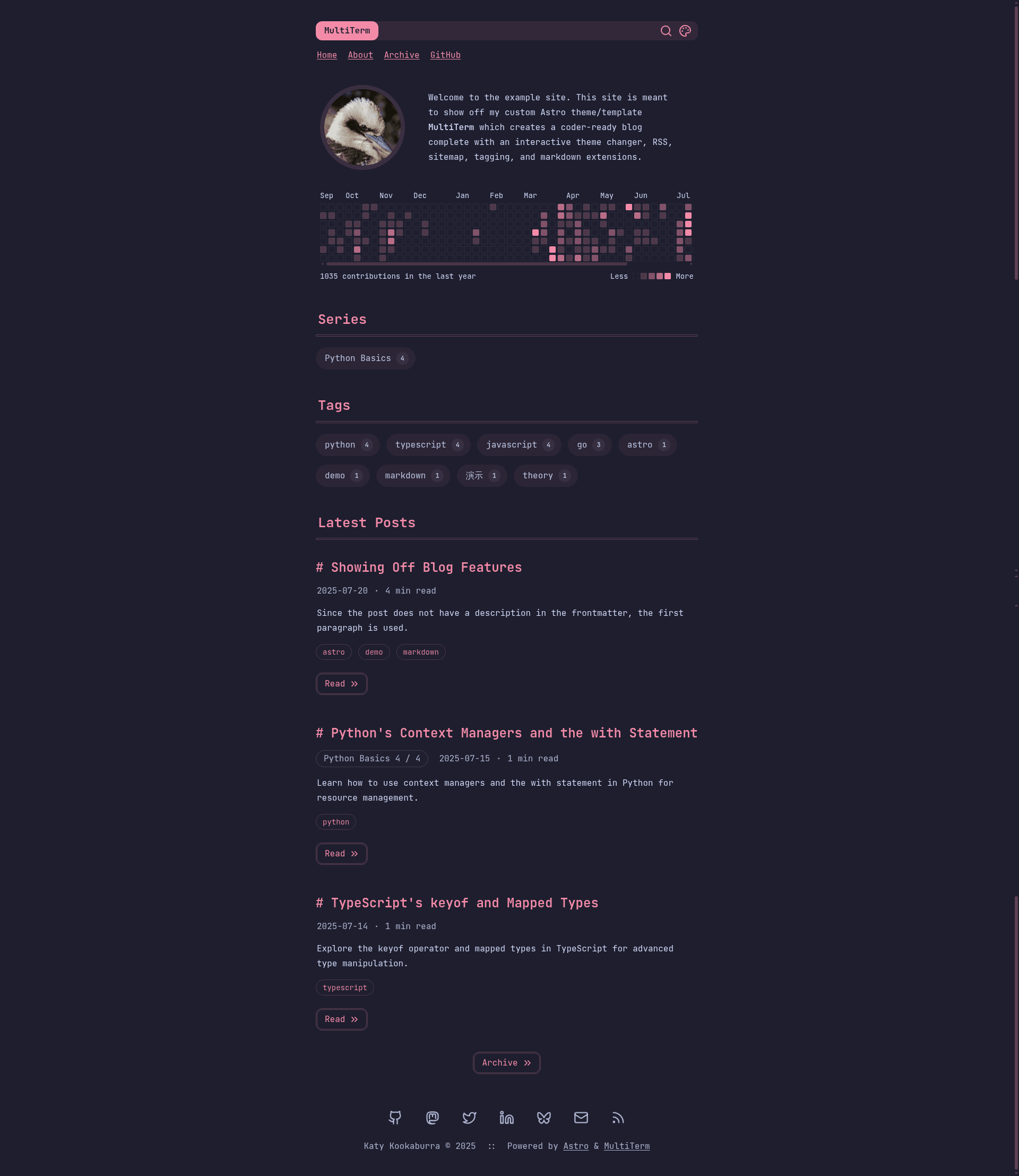screenshot of MultiTerm Astro on template0.com