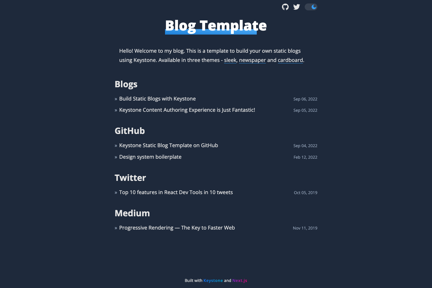Static Blogs with Keystone preview