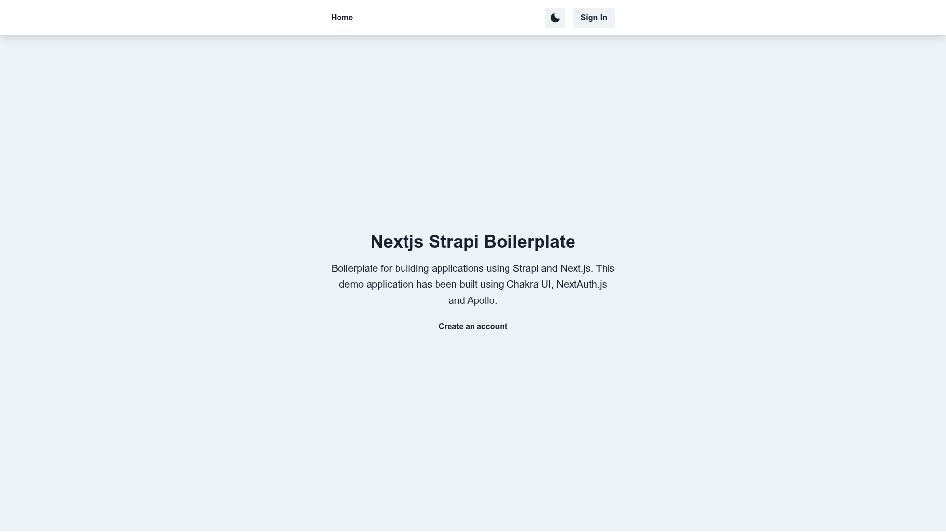 screenshot of Nextjs Strapi Boilerplate on template0.com