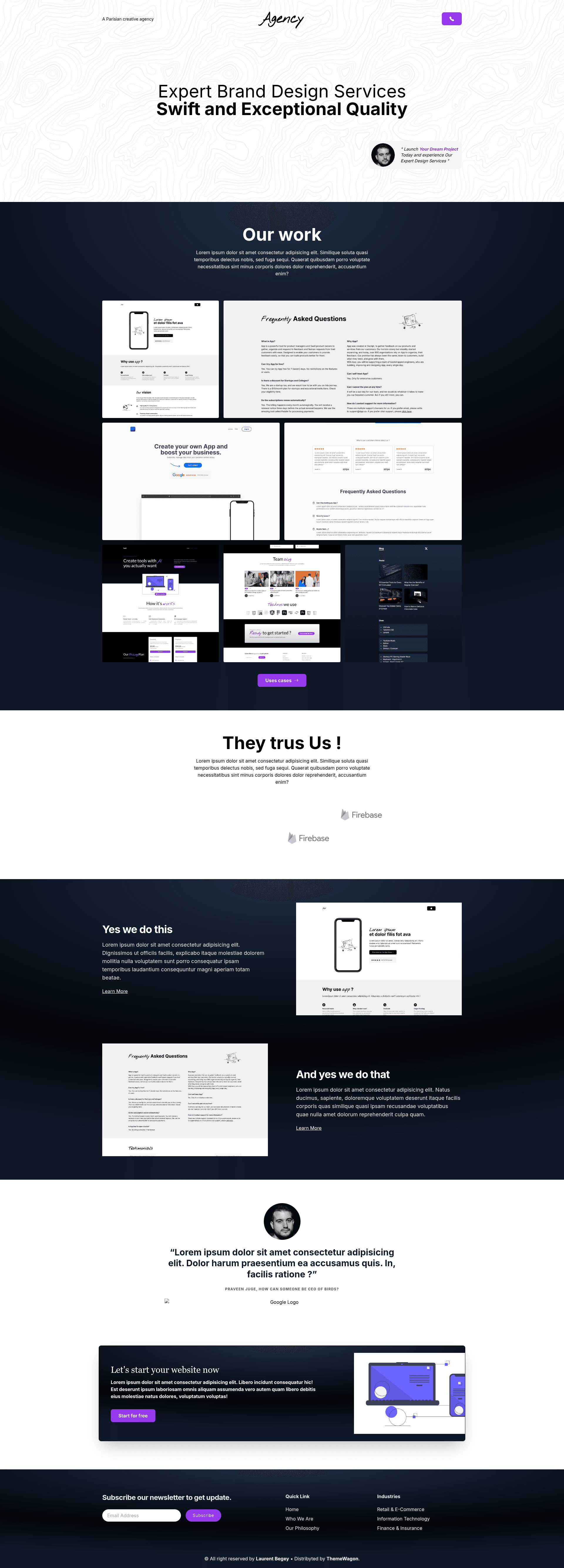 screenshot of Agency - Free One-Page Tailwind CSS Landing Page Template on template0.com
