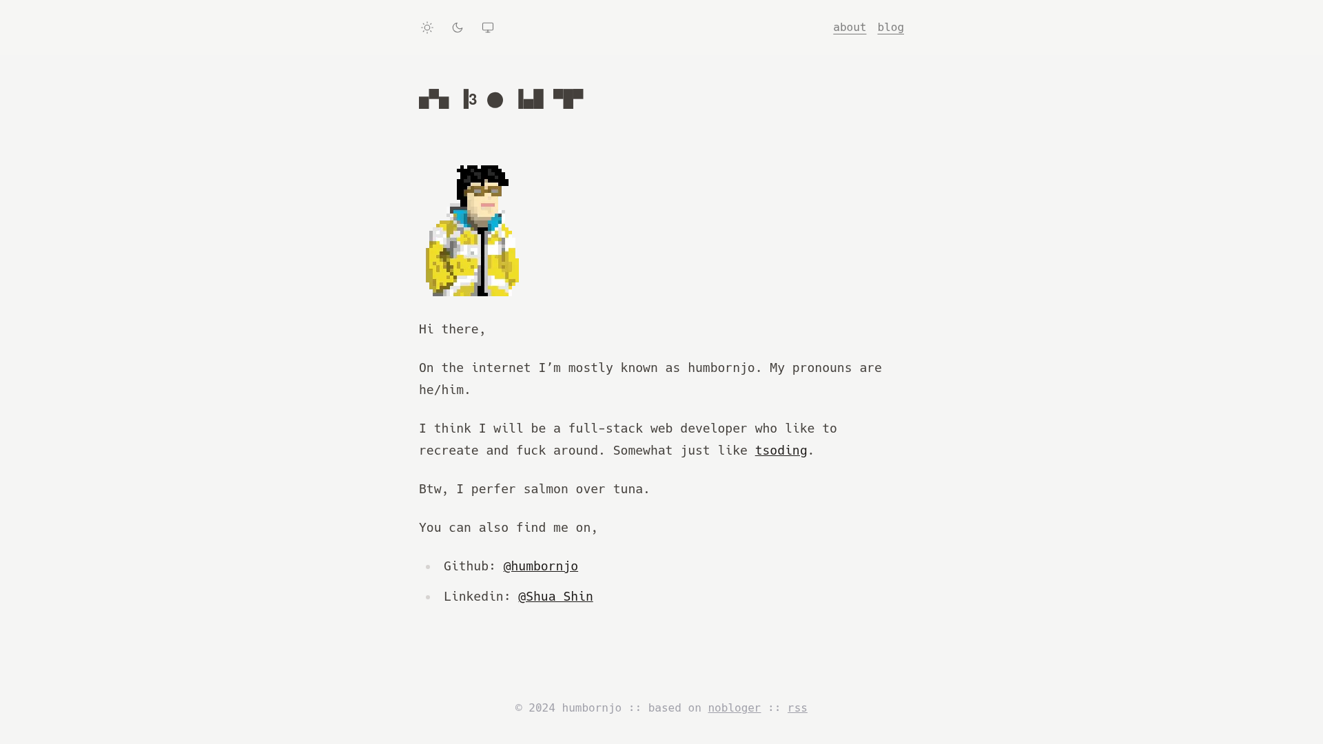 screenshot of nobloger on template0.com