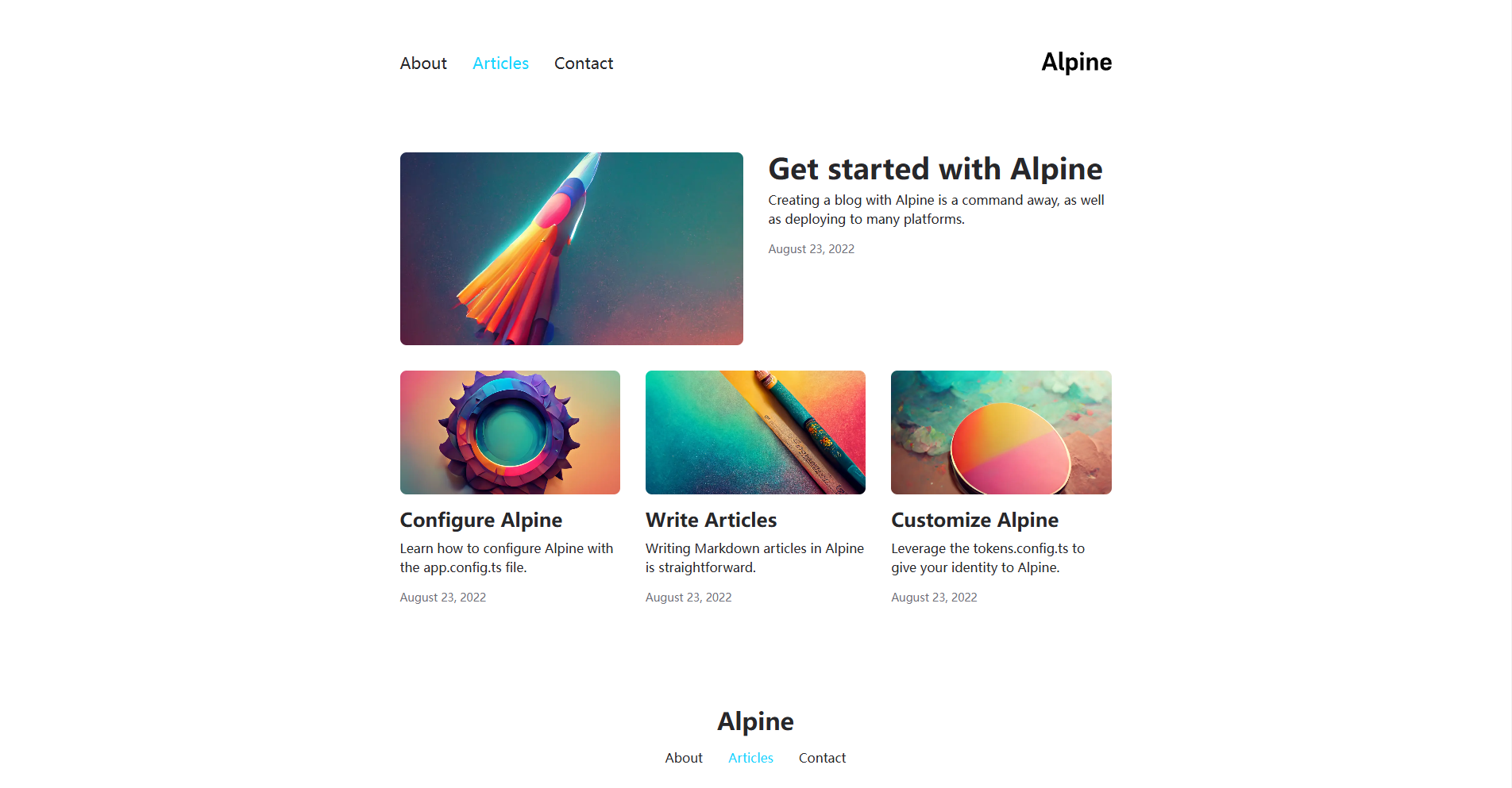 Image for Alpine Blog(blog nextjs template) on template0.com