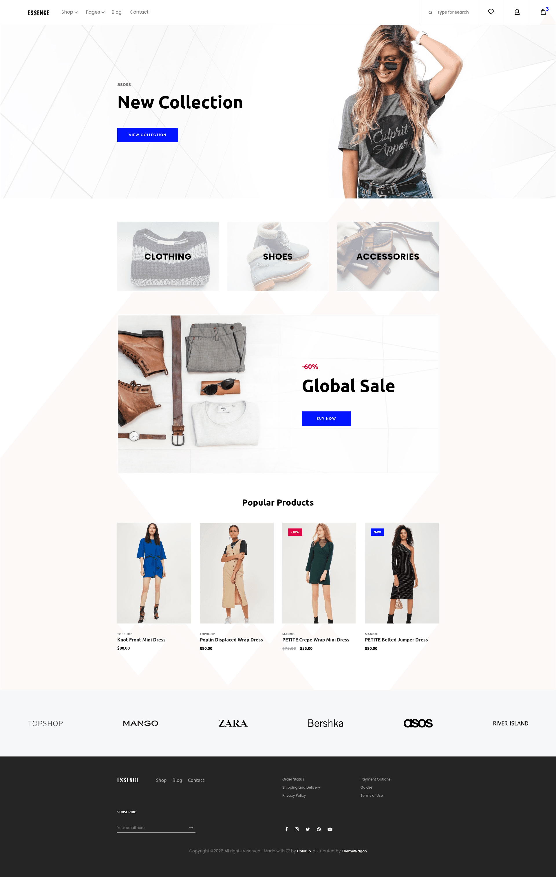 screenshot of Essence - Free HTML5 eCommerce Bootstrap Template on template0.com