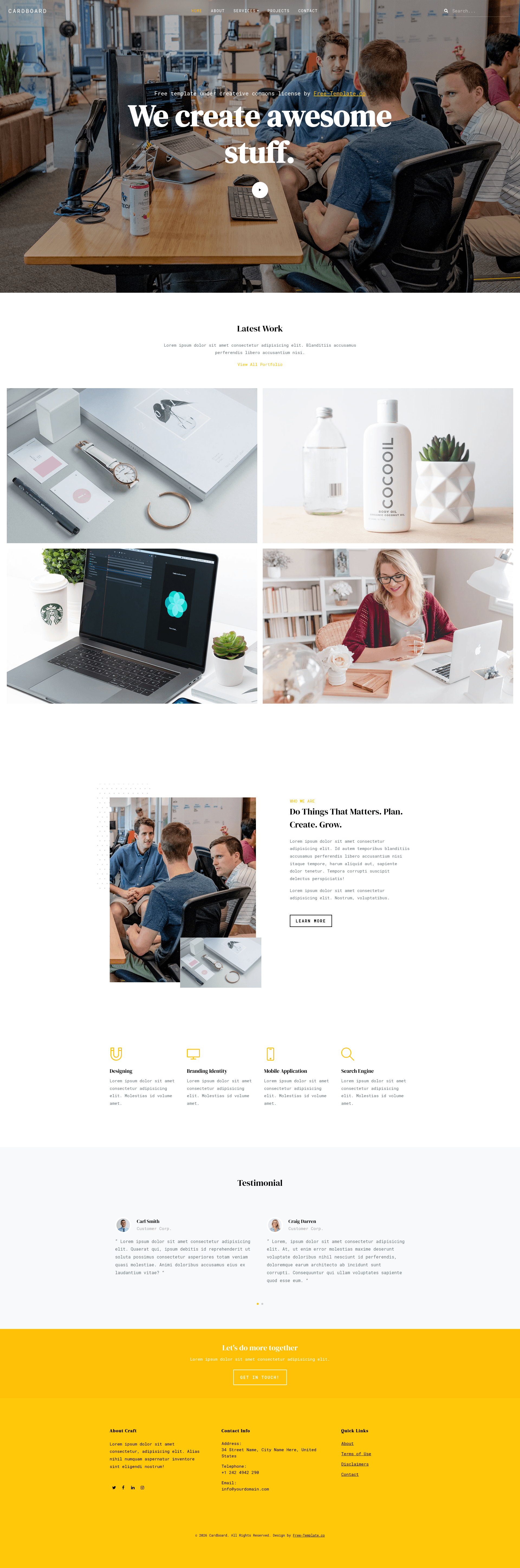 screenshot of Cardboard on template0.com