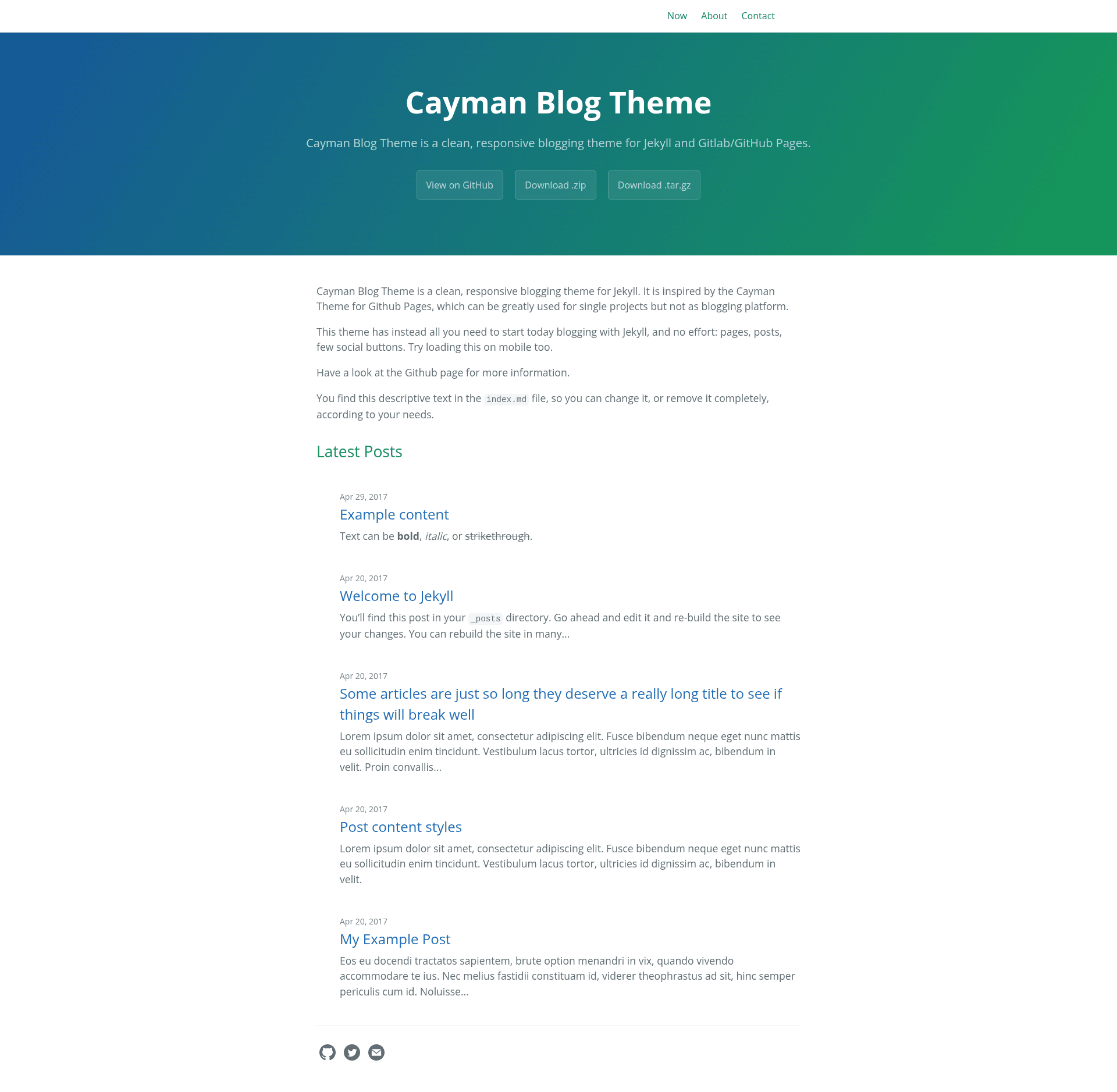 screenshot of Cayman Blog Theme on template0.com