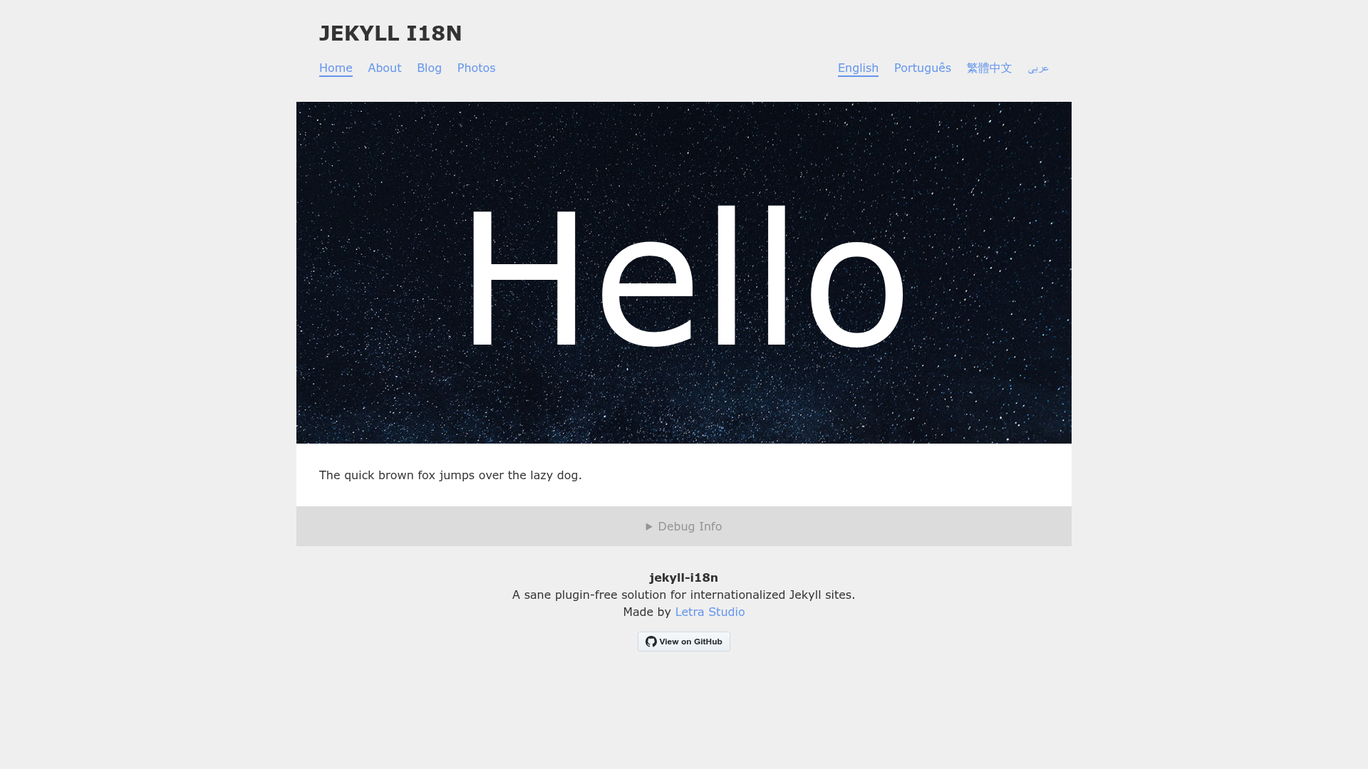 screenshot of Jekyll I18n on template0.com